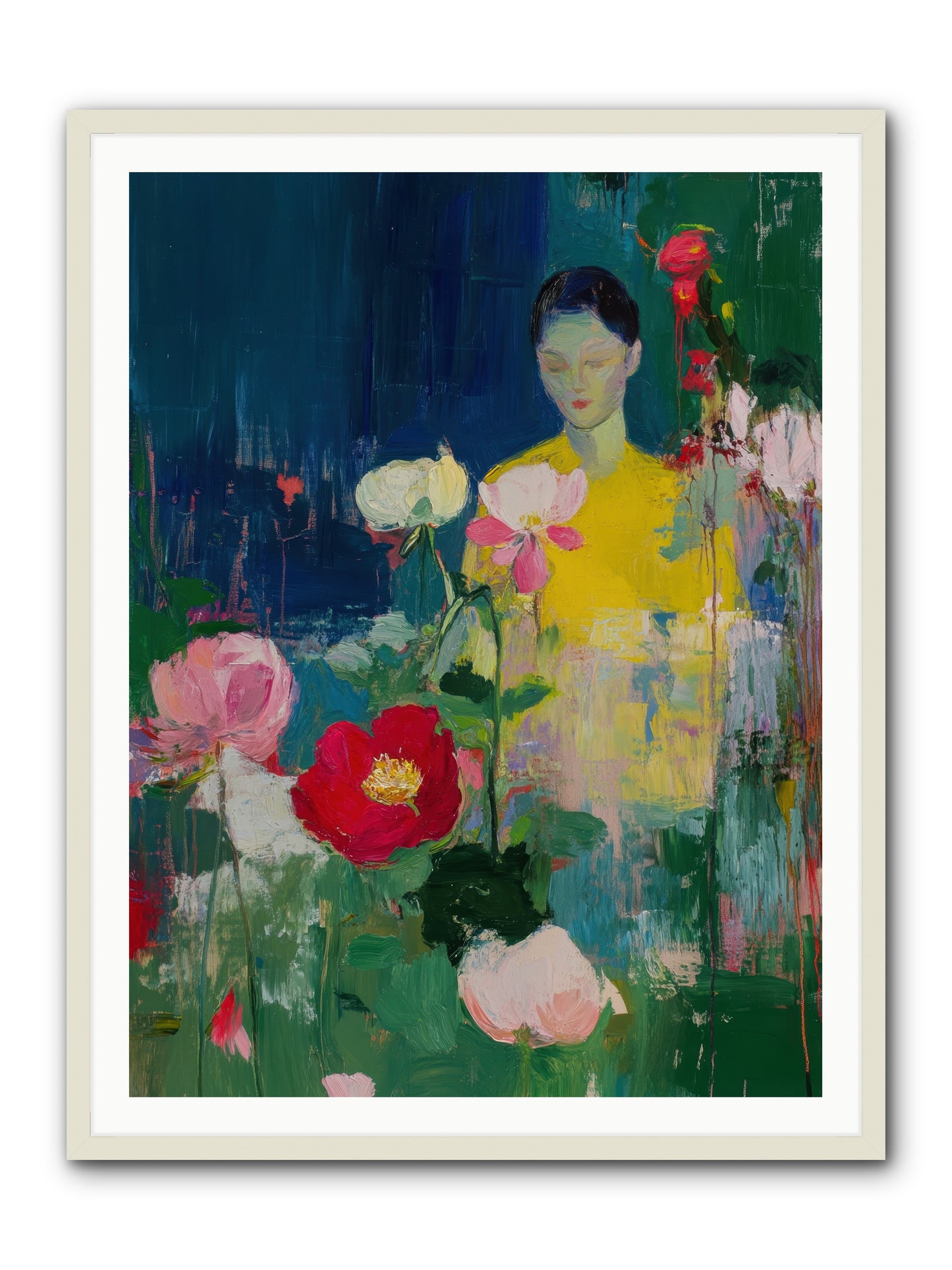 Moonlit Floraison -- Framed Print - White 36x48