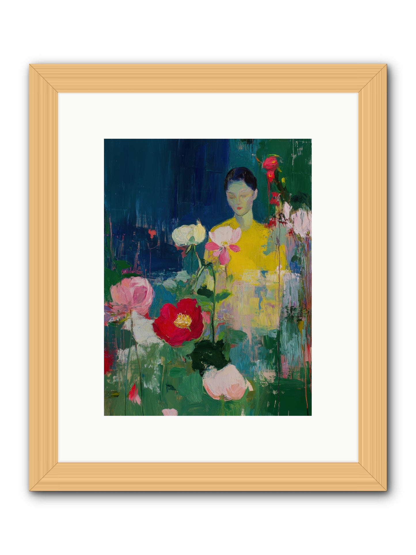 Moonlit Floraison -- Framed Print - Natural 9x12