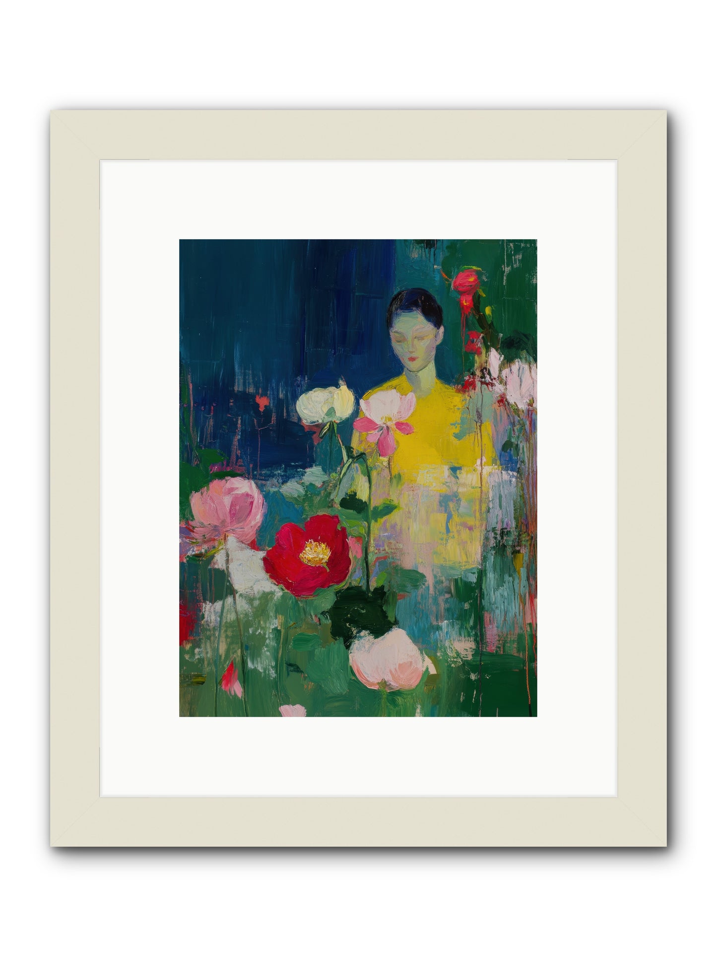 Moonlit Floraison -- Framed Print - White 9x12