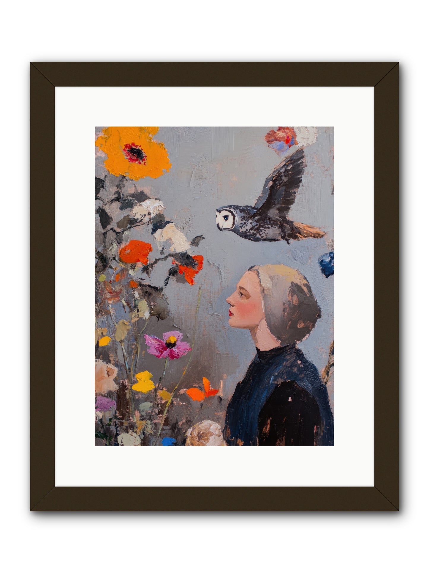Moonlit Wisdom -- Framed Print - Black 12x16