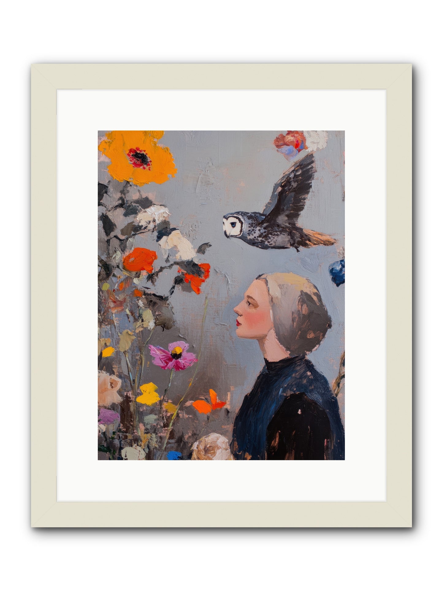Moonlit Wisdom -- Framed Print - White 12x16