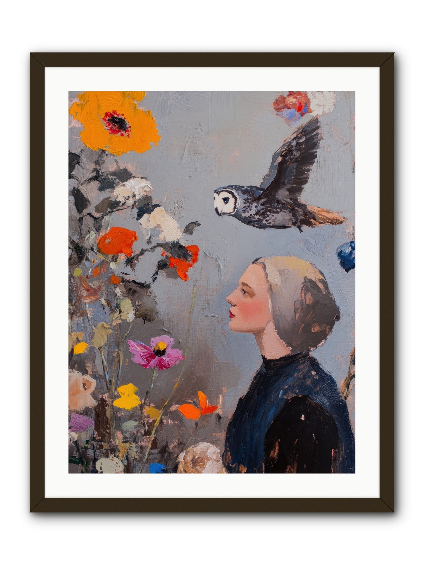 Moonlit Wisdom -- Framed Print - Black 24x32