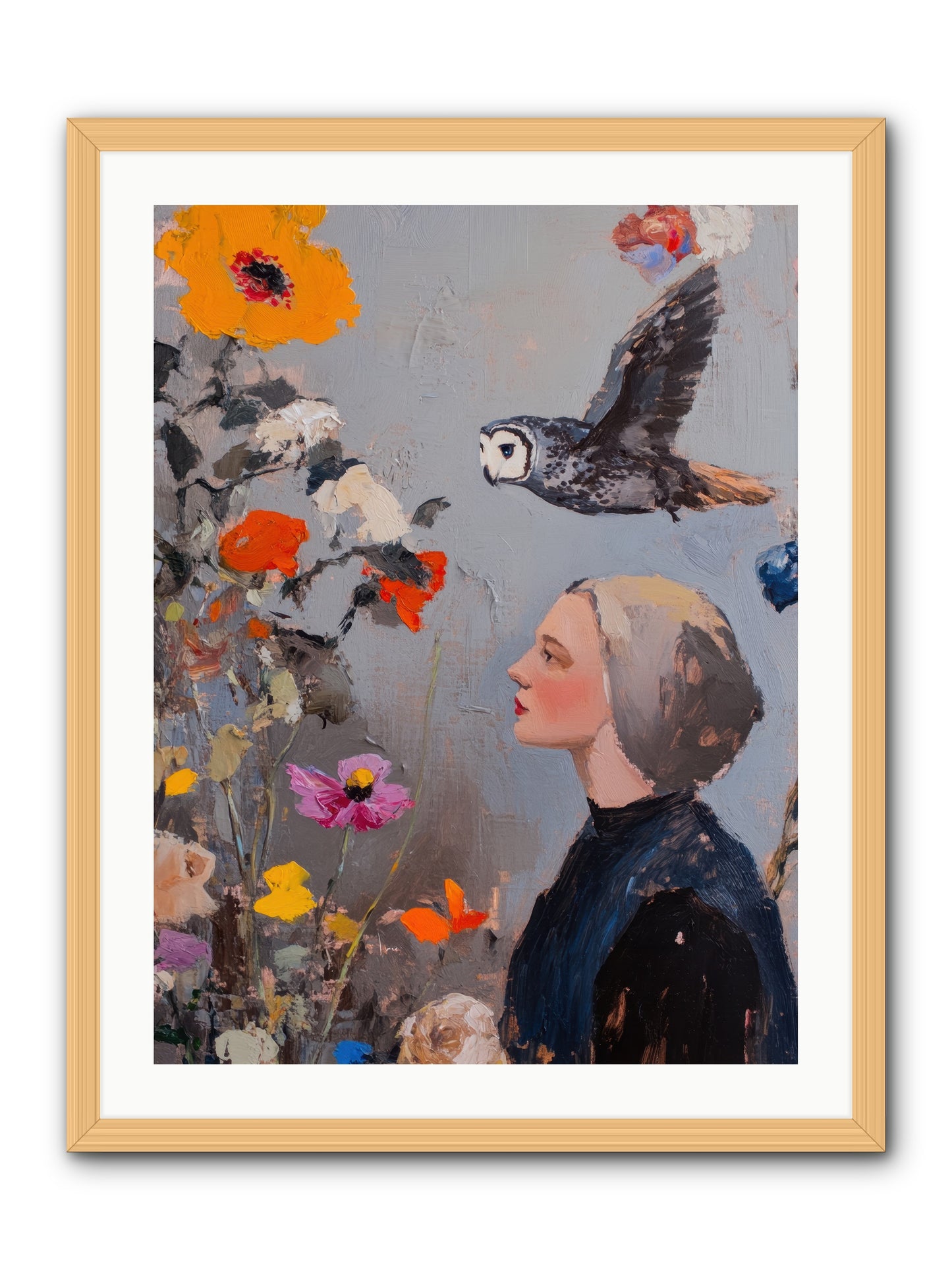Moonlit Wisdom -- Framed Print - Natural 24x32