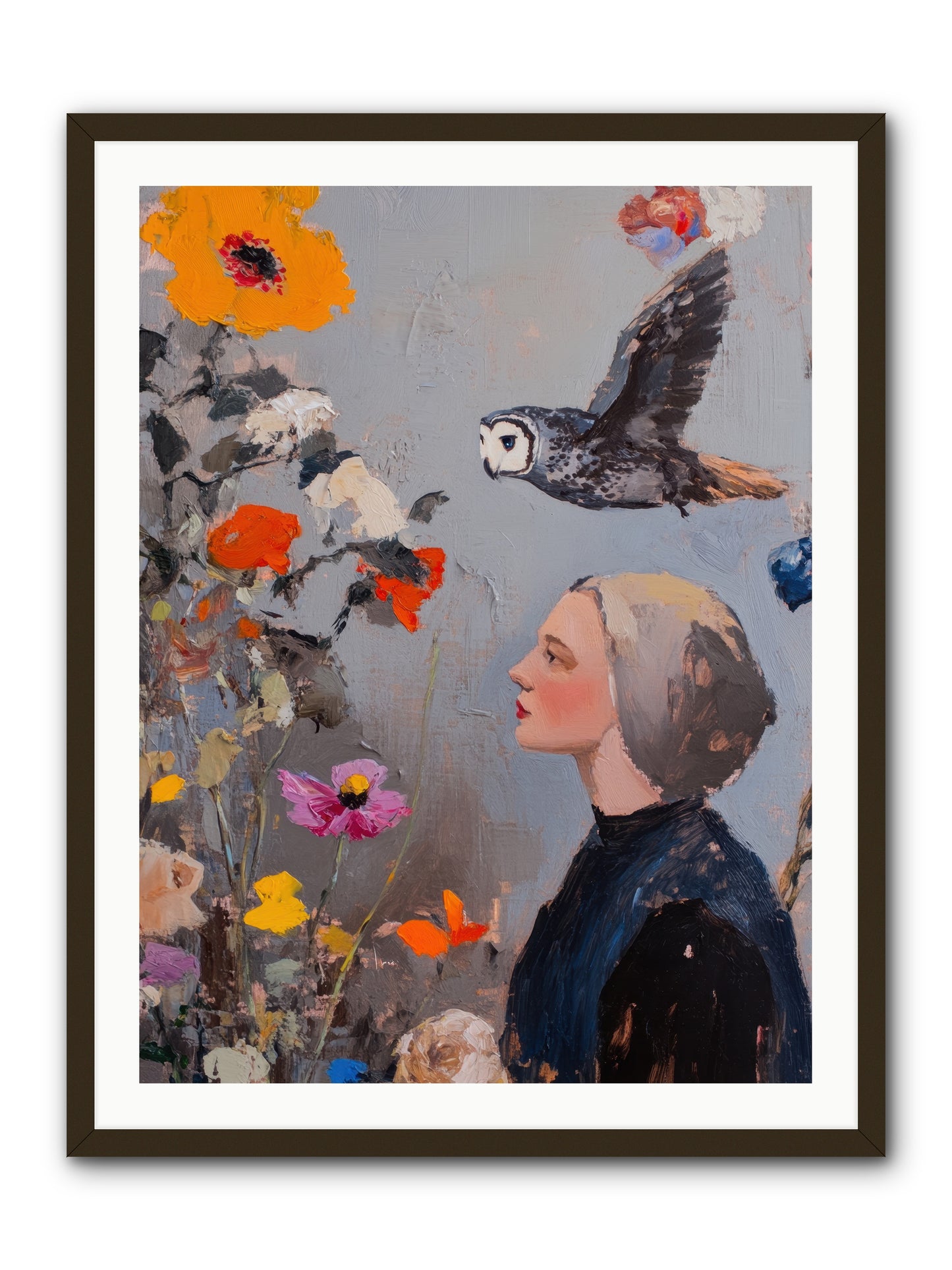 Moonlit Wisdom -- Framed Print - Black 30x40