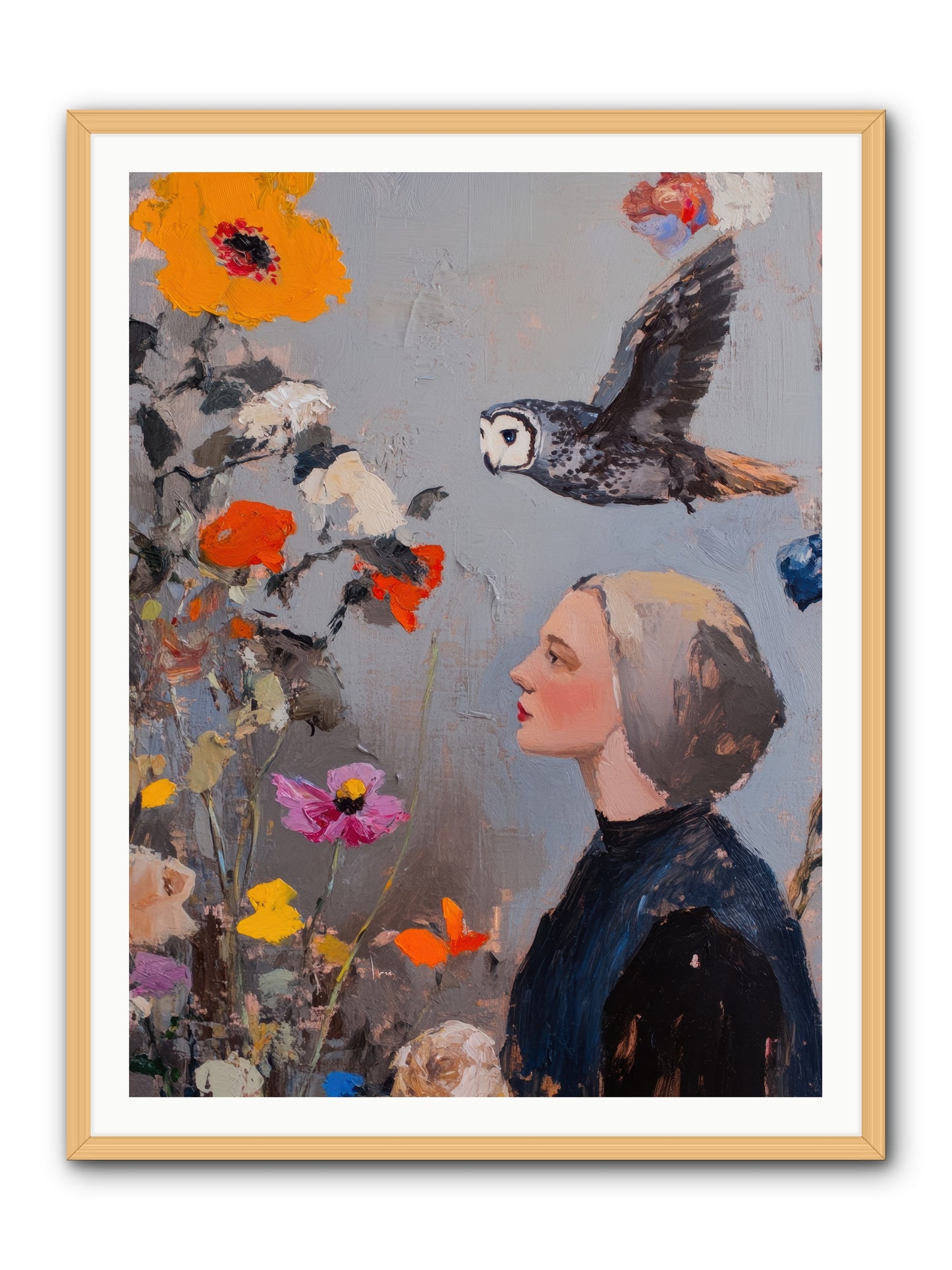 Moonlit Wisdom -- Framed Print - Natural 36x48