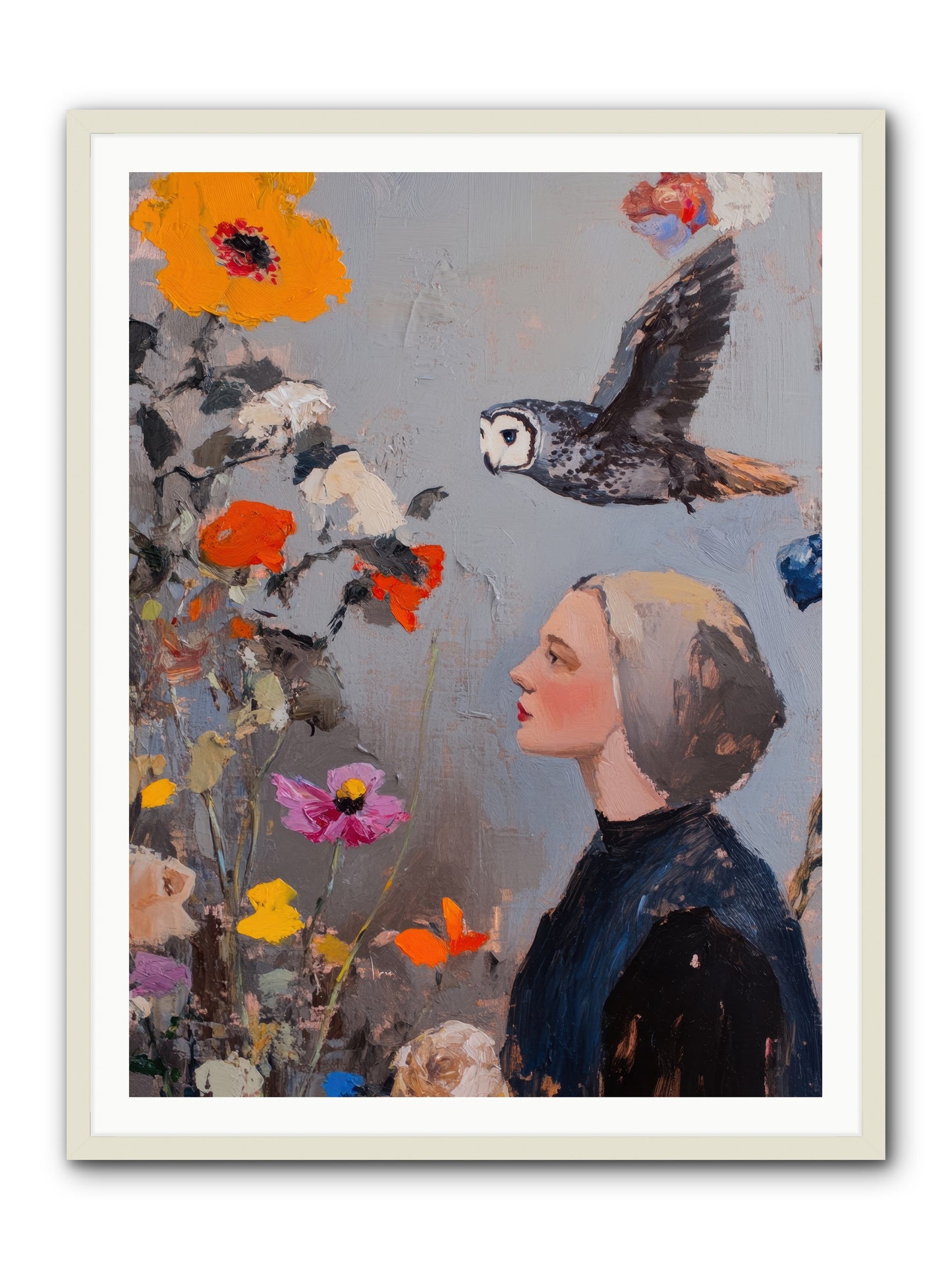 Moonlit Wisdom -- Framed Print - White 36x48