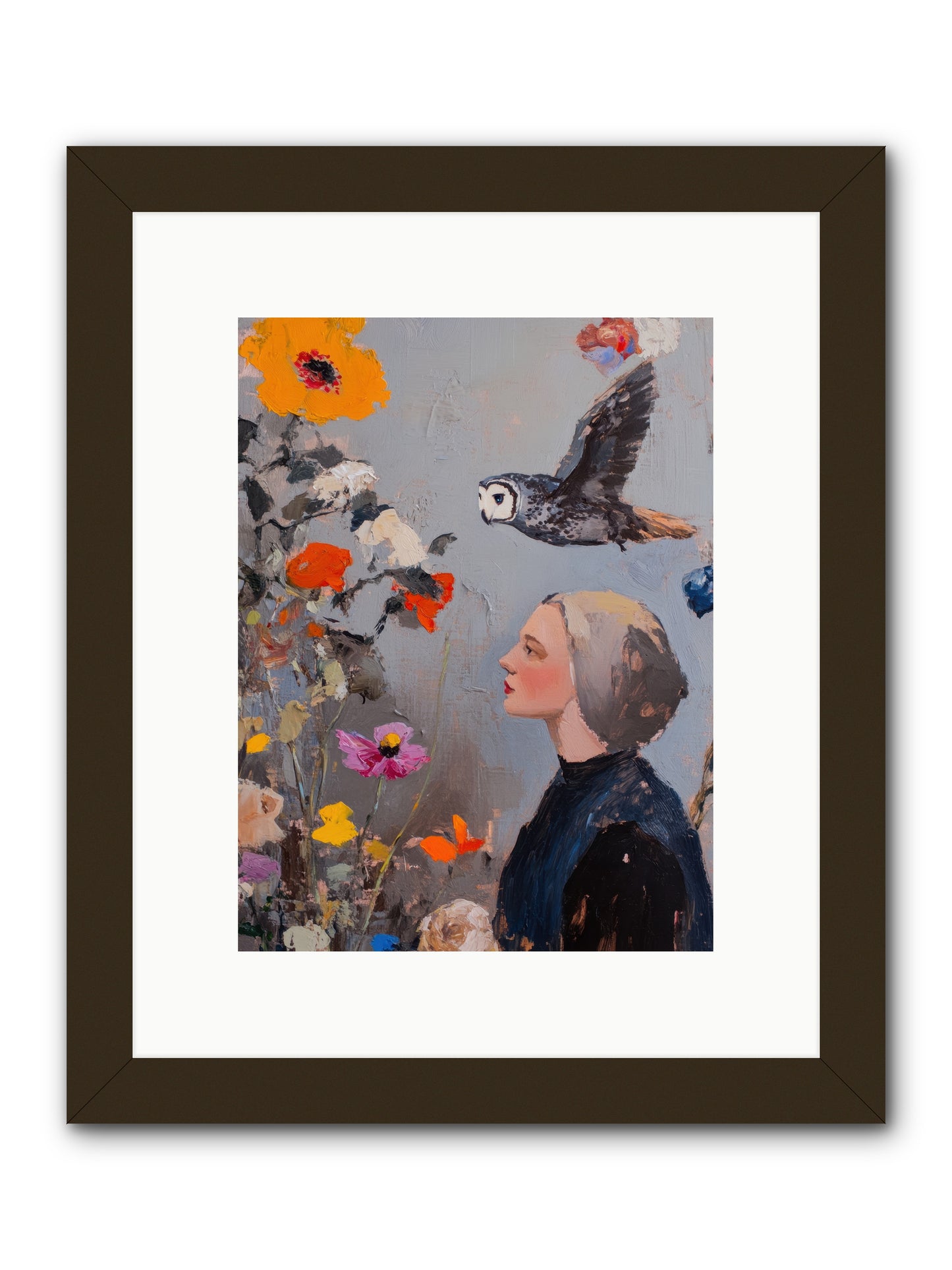 Moonlit Wisdom -- Framed Print - Black 9x12