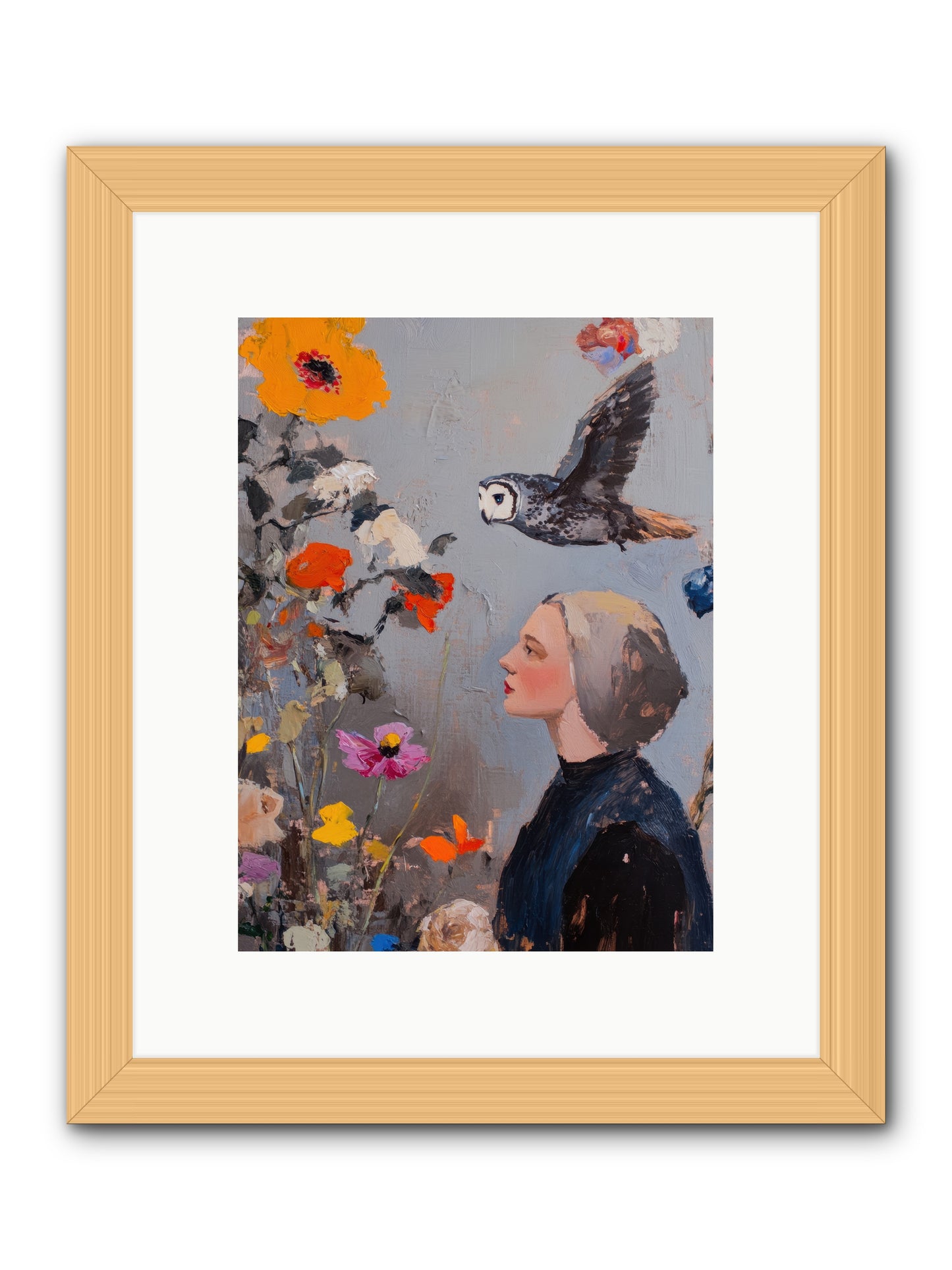 Moonlit Wisdom -- Framed Print - Natural 9x12