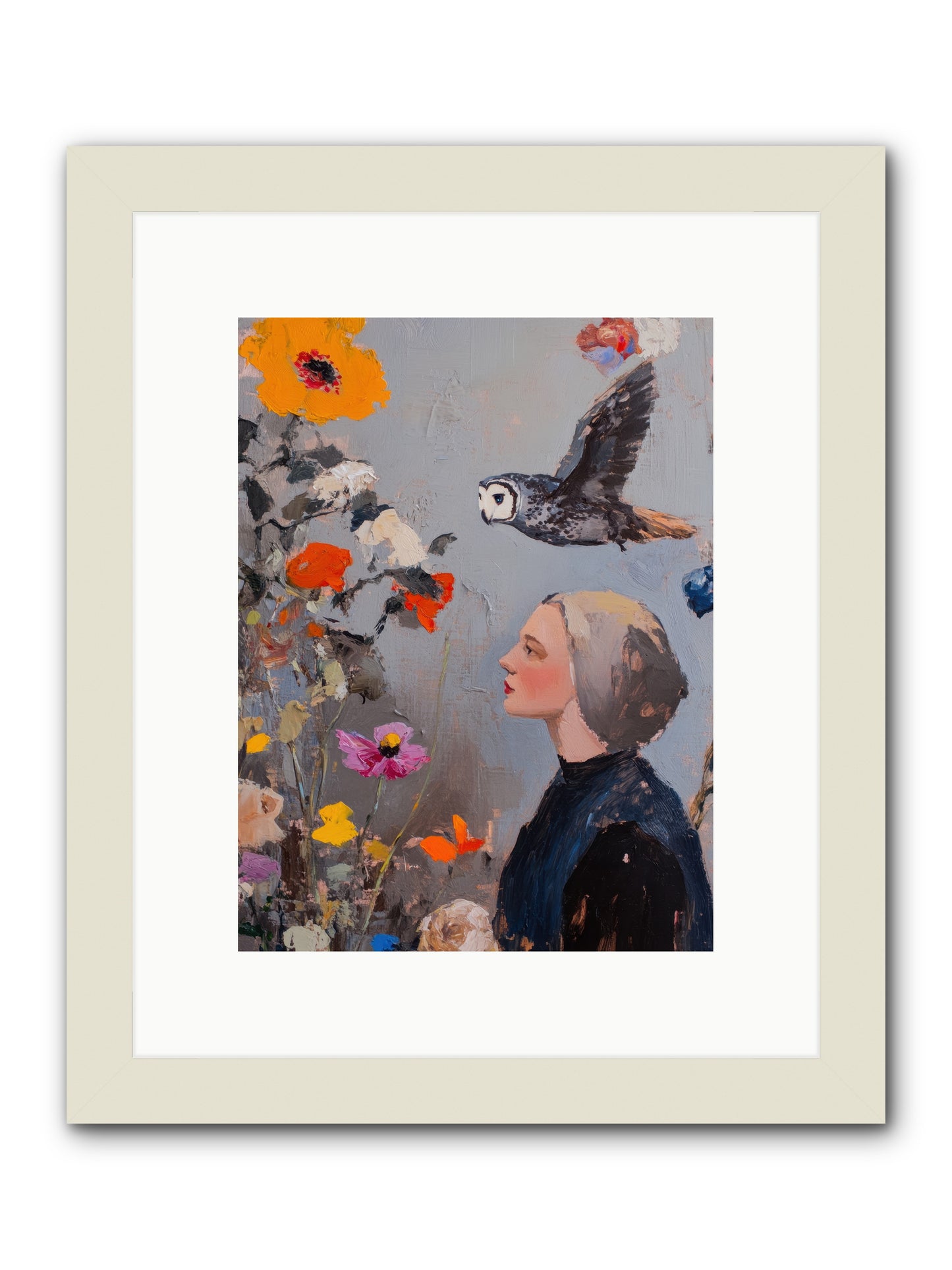 Moonlit Wisdom -- Framed Print - White 9x12