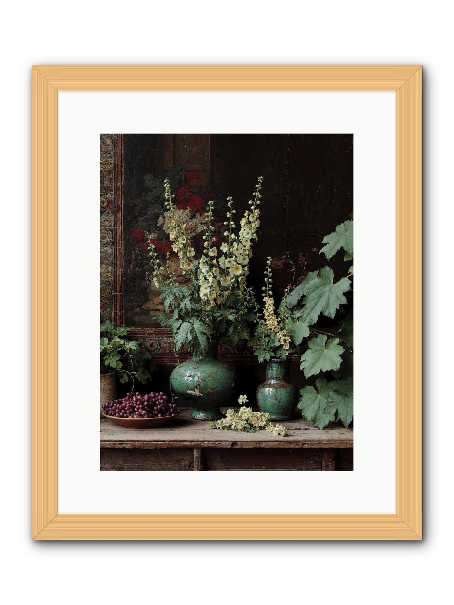 Morning Garden Opium -- Framed Print - Natural 12x16