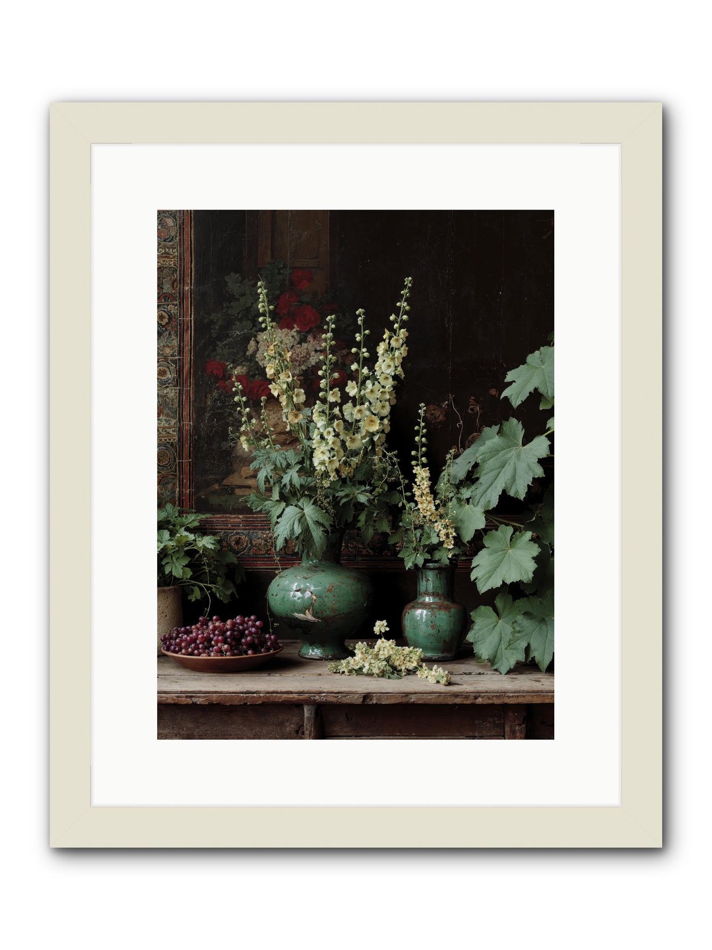 Morning Garden Opium -- Framed Print - White 12x16