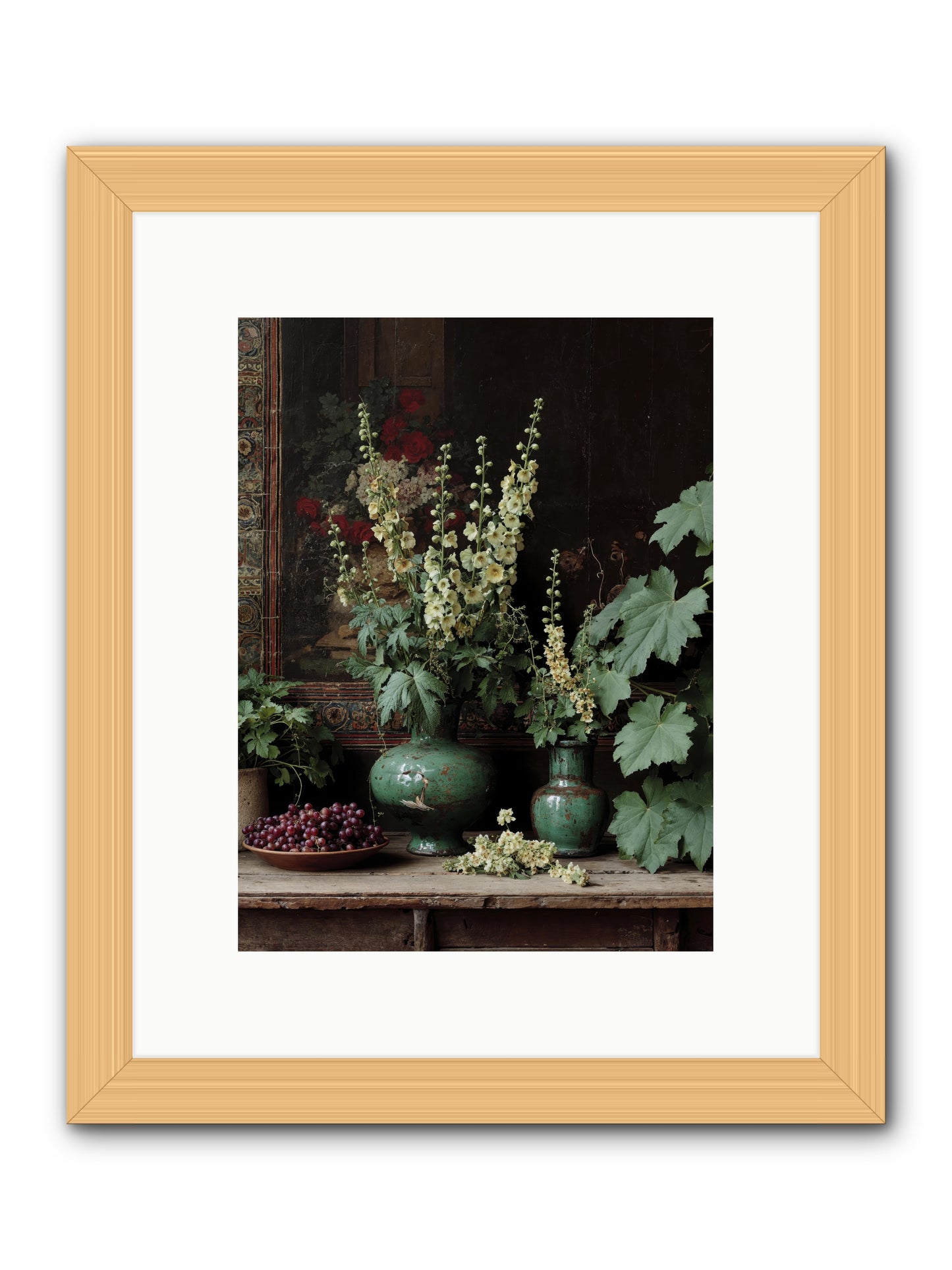 Morning Garden Opium -- Framed Print - Natural 9x12