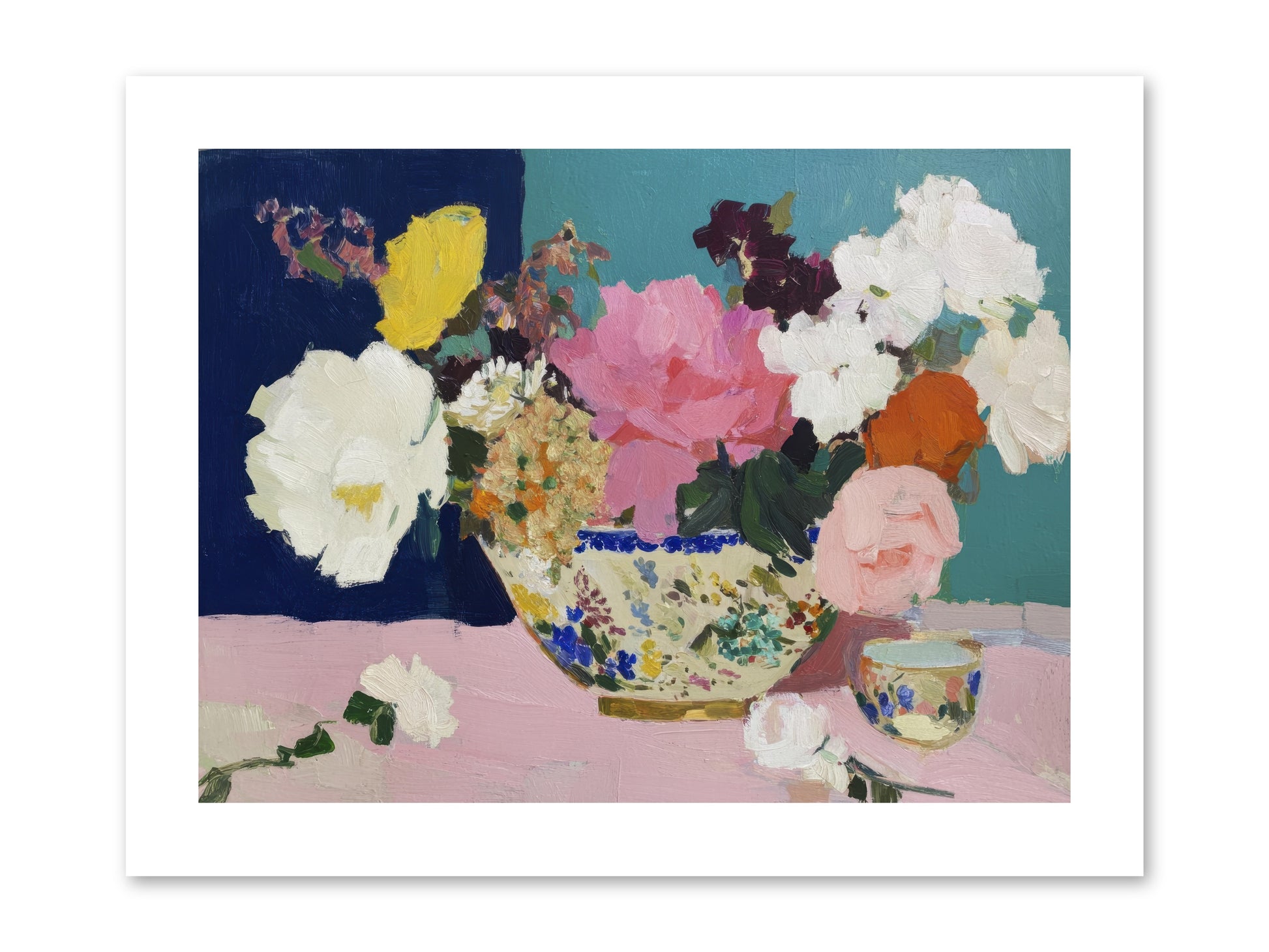 Morning Tea with Flowers -- Paper Print 12x9
