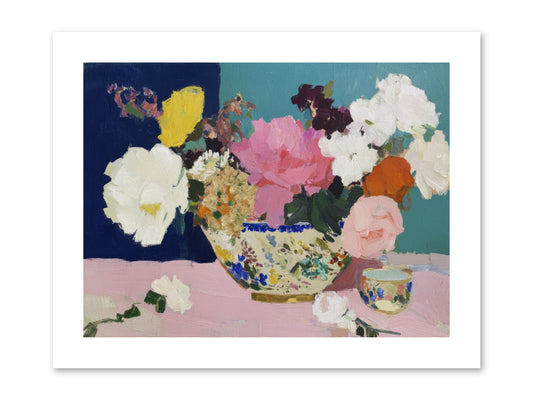 Morning Tea with Flowers -- Paper Print 12x9