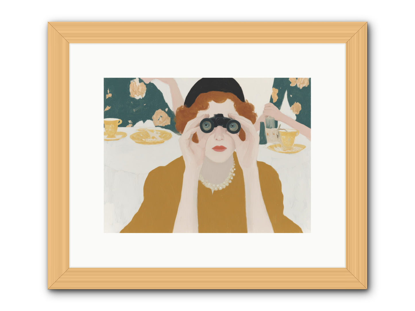 Morning with the Birdwatcher -- Framed Print - Natural 12x9