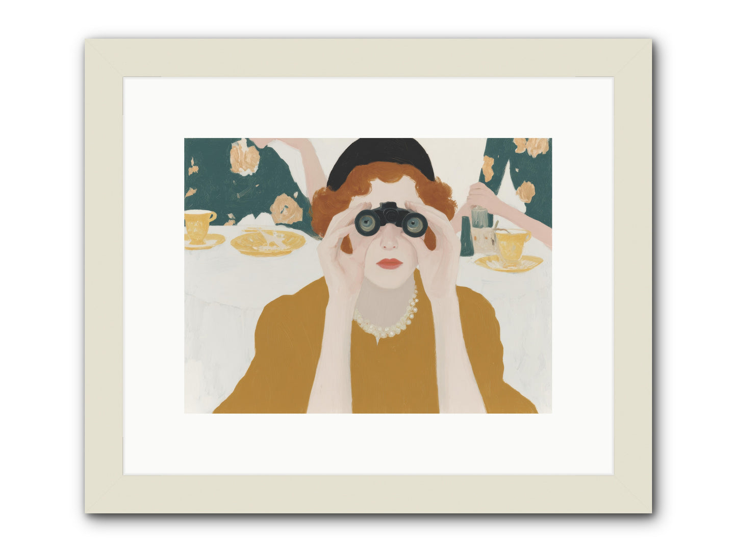 Morning with the Birdwatcher -- Framed Print - White 12x9