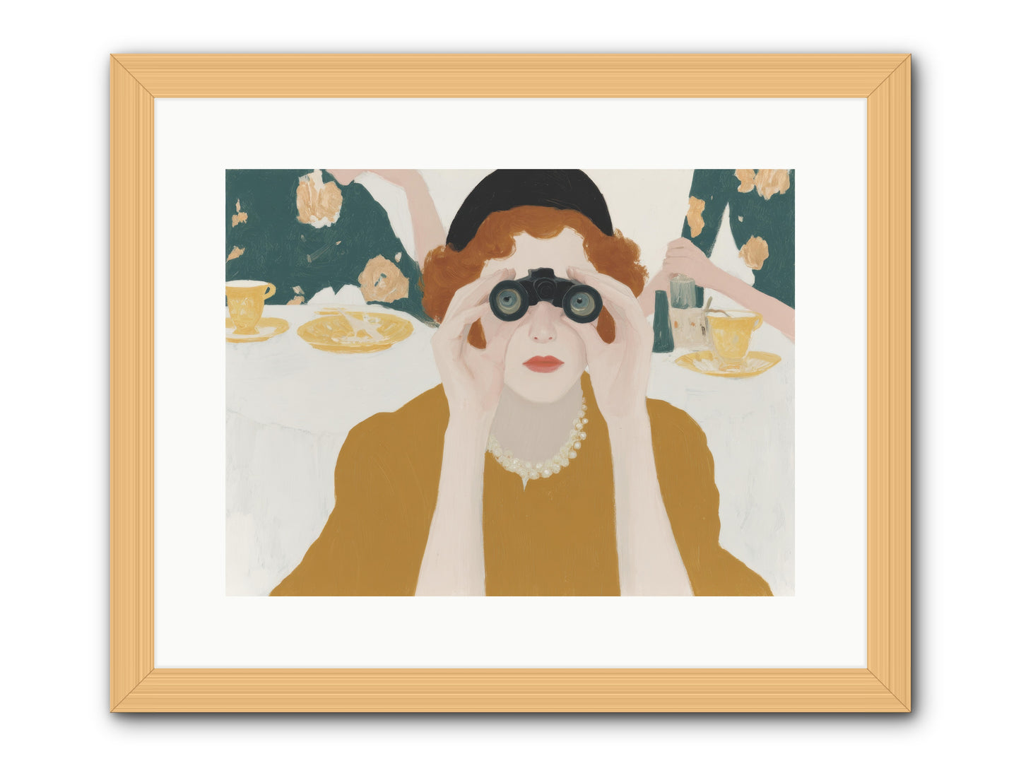 Morning with the Birdwatcher -- Framed Print - Natural 16x12
