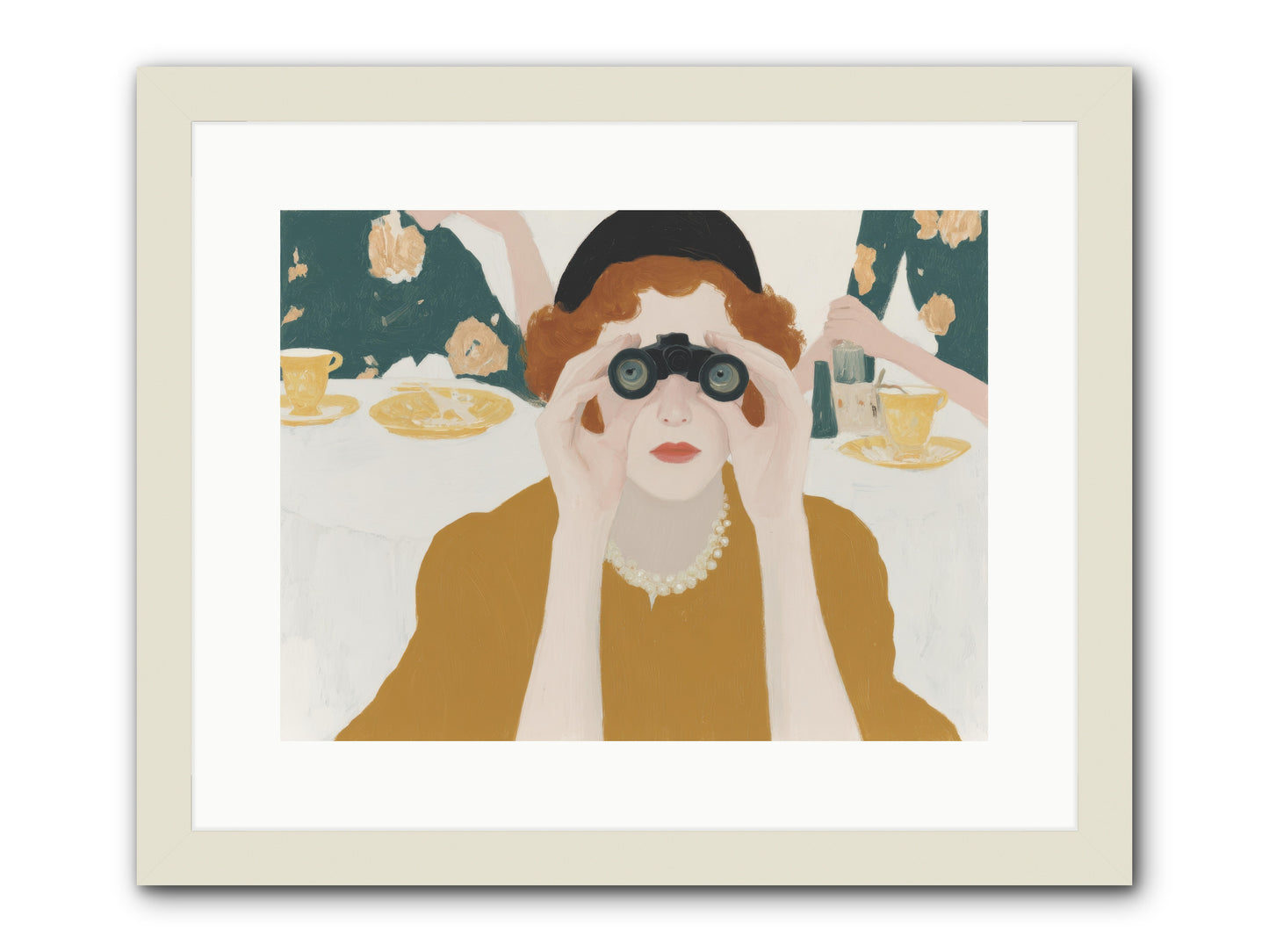 Morning with the Birdwatcher -- Framed Print - White 16x12