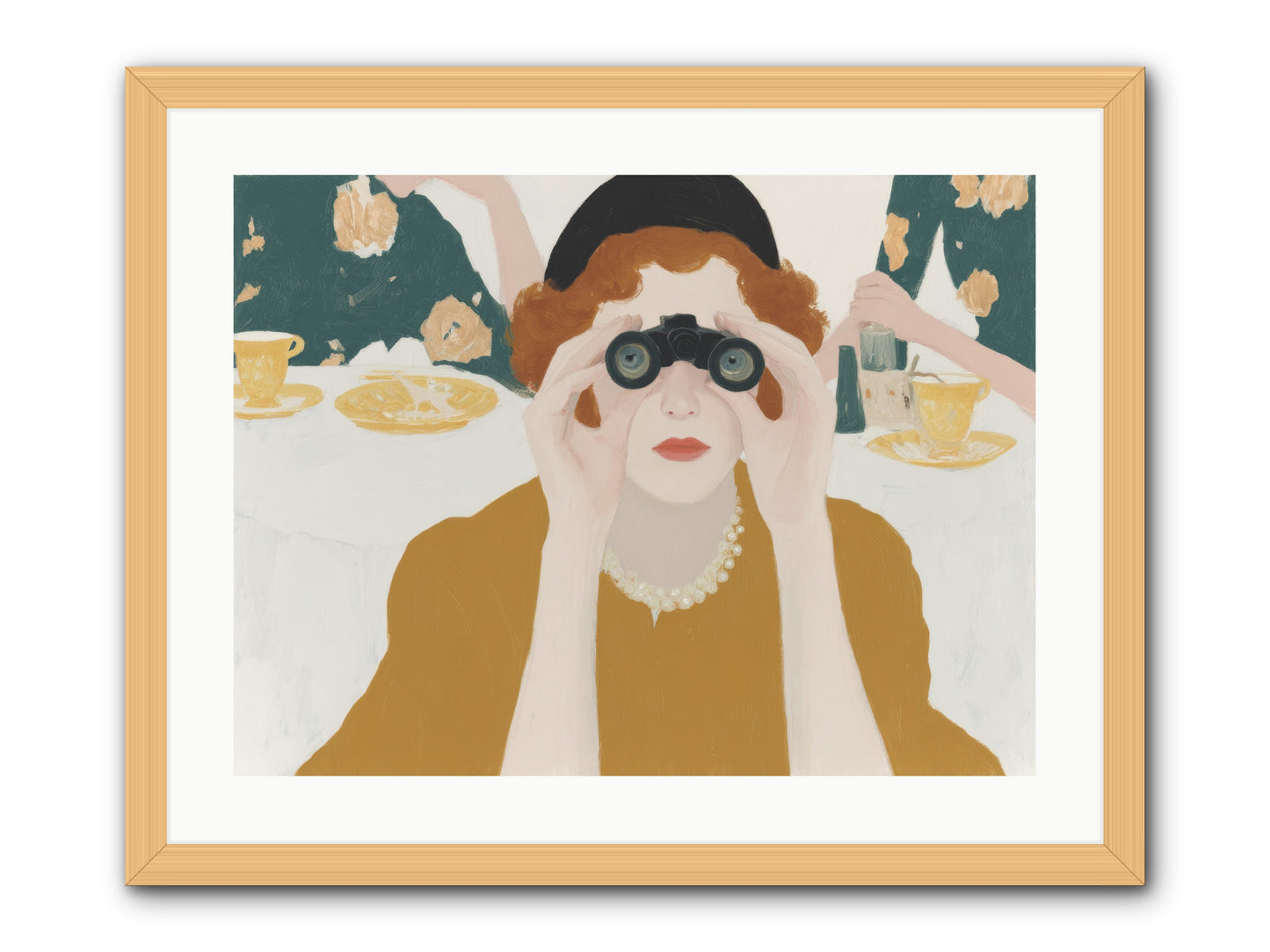 Morning with the Birdwatcher -- Framed Print - Natural 24x18