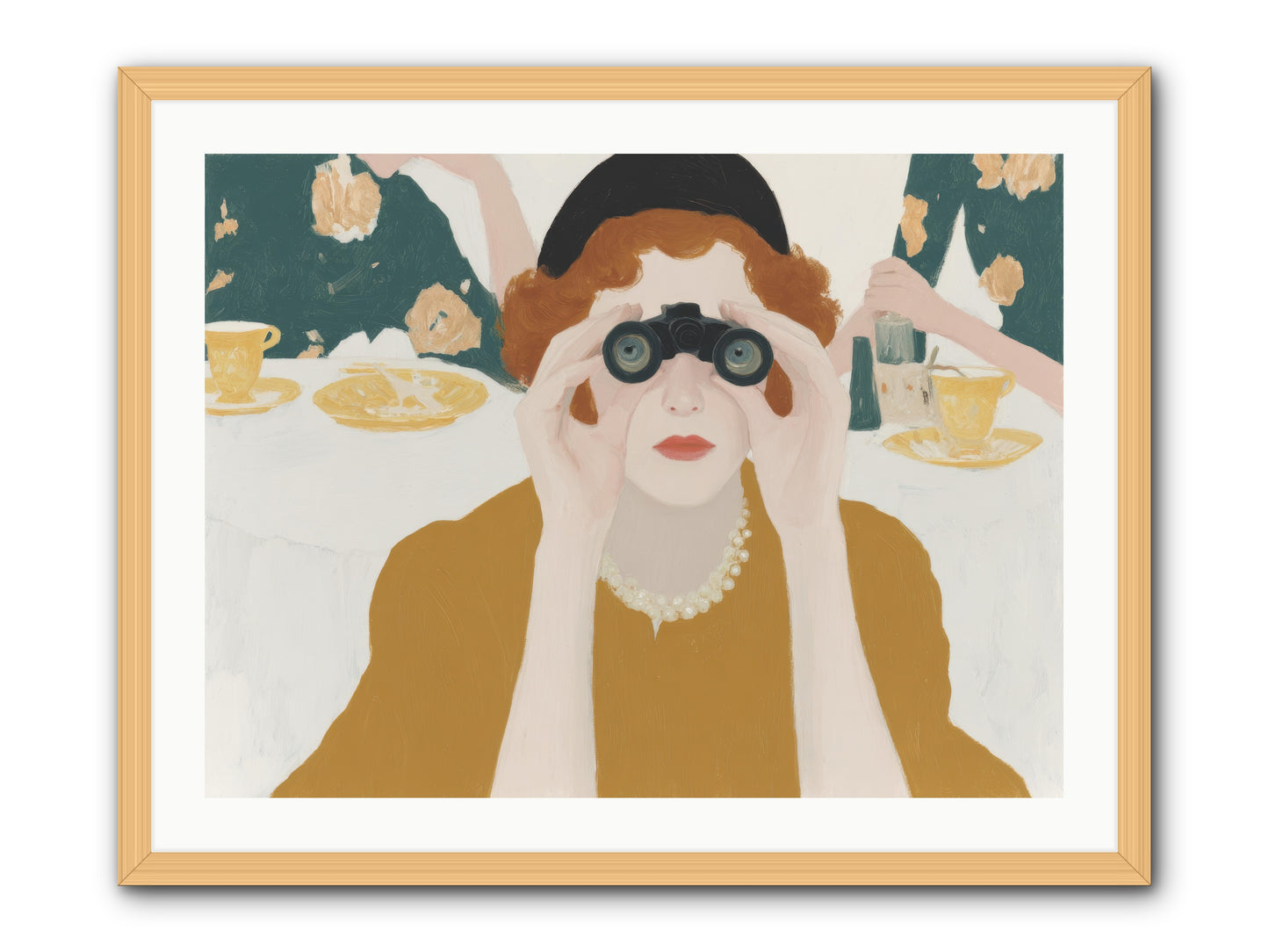 Morning with the Birdwatcher -- Framed Print - Natural 32x24