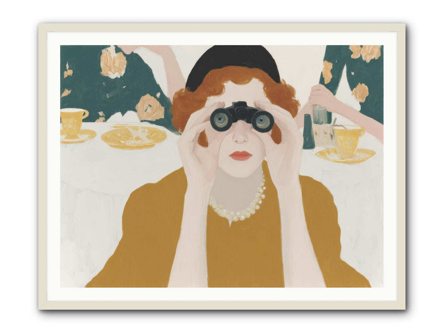 Morning with the Birdwatcher -- Framed Print - White 48x36