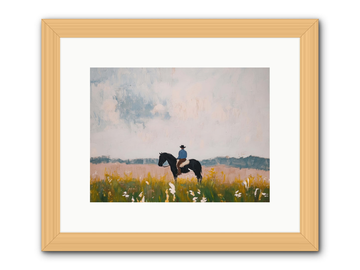 Mountain Silhouette -- Framed Print - Natural 12x9