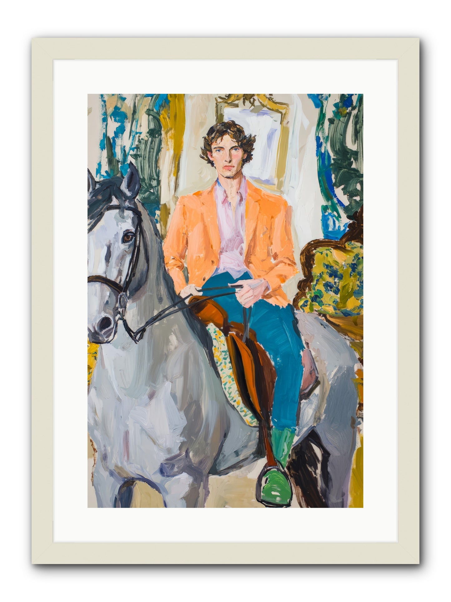 No Hooves In The Hall -- Framed Print - White 16x24