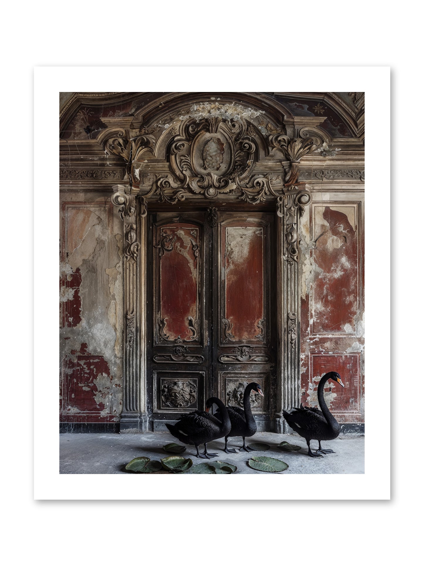 Noir Ballet On Midnight's Lagoon -- Loose Canvas Print 12x15