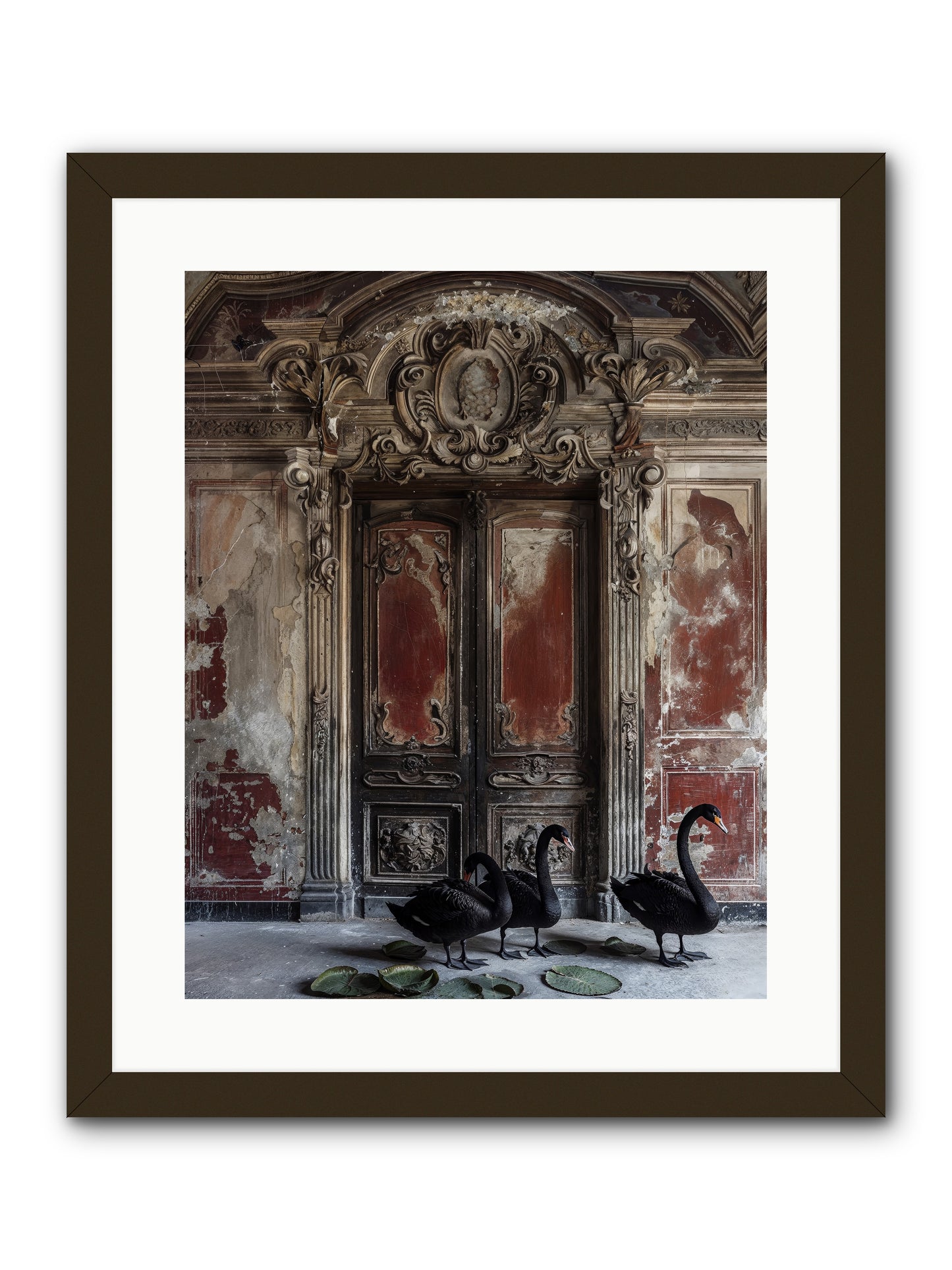 Noir Ballet On Midnight's Lagoon -- Framed Print - Black 16x20