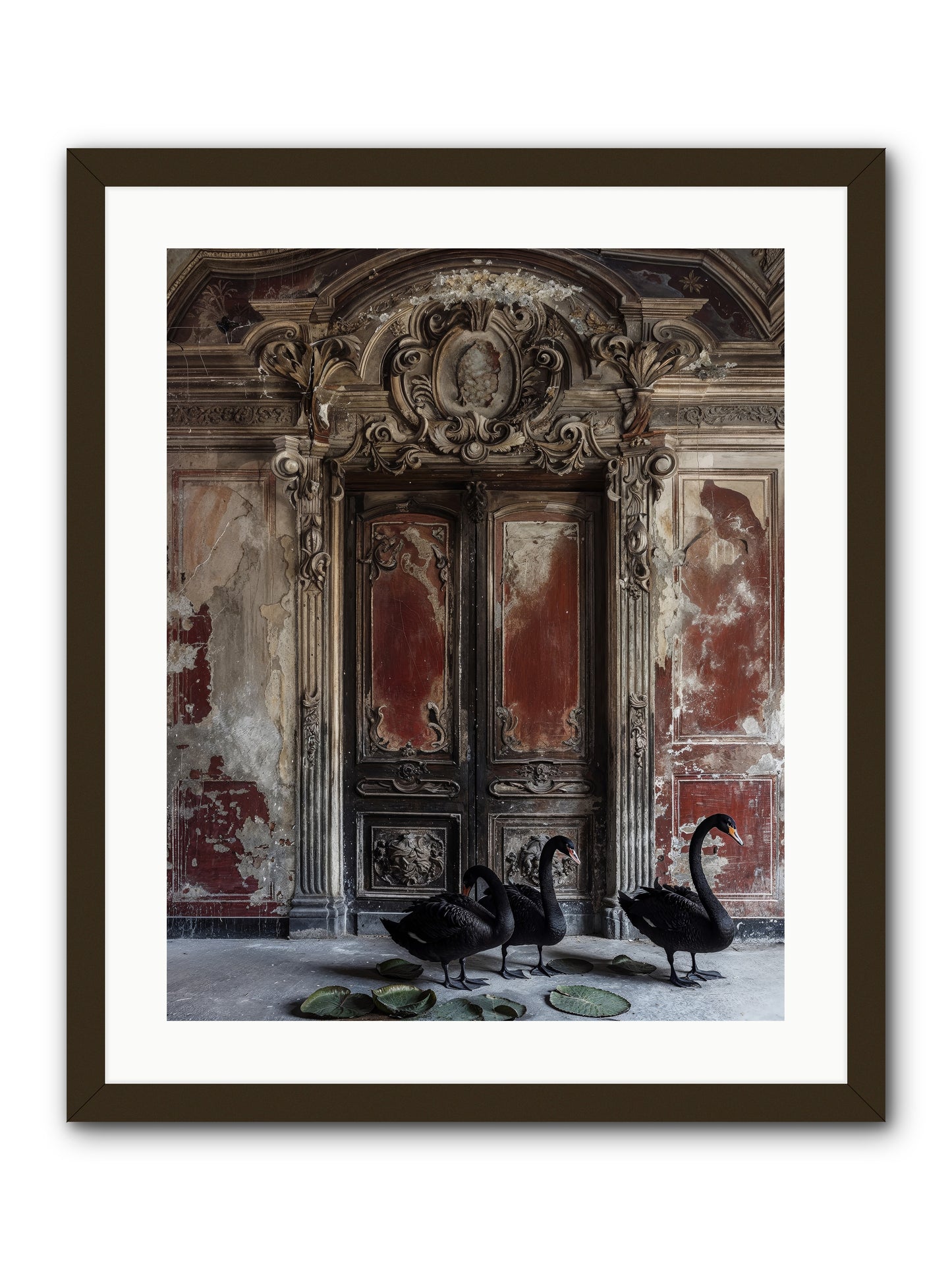 Noir Ballet On Midnight's Lagoon -- Framed Print - Black 20x25