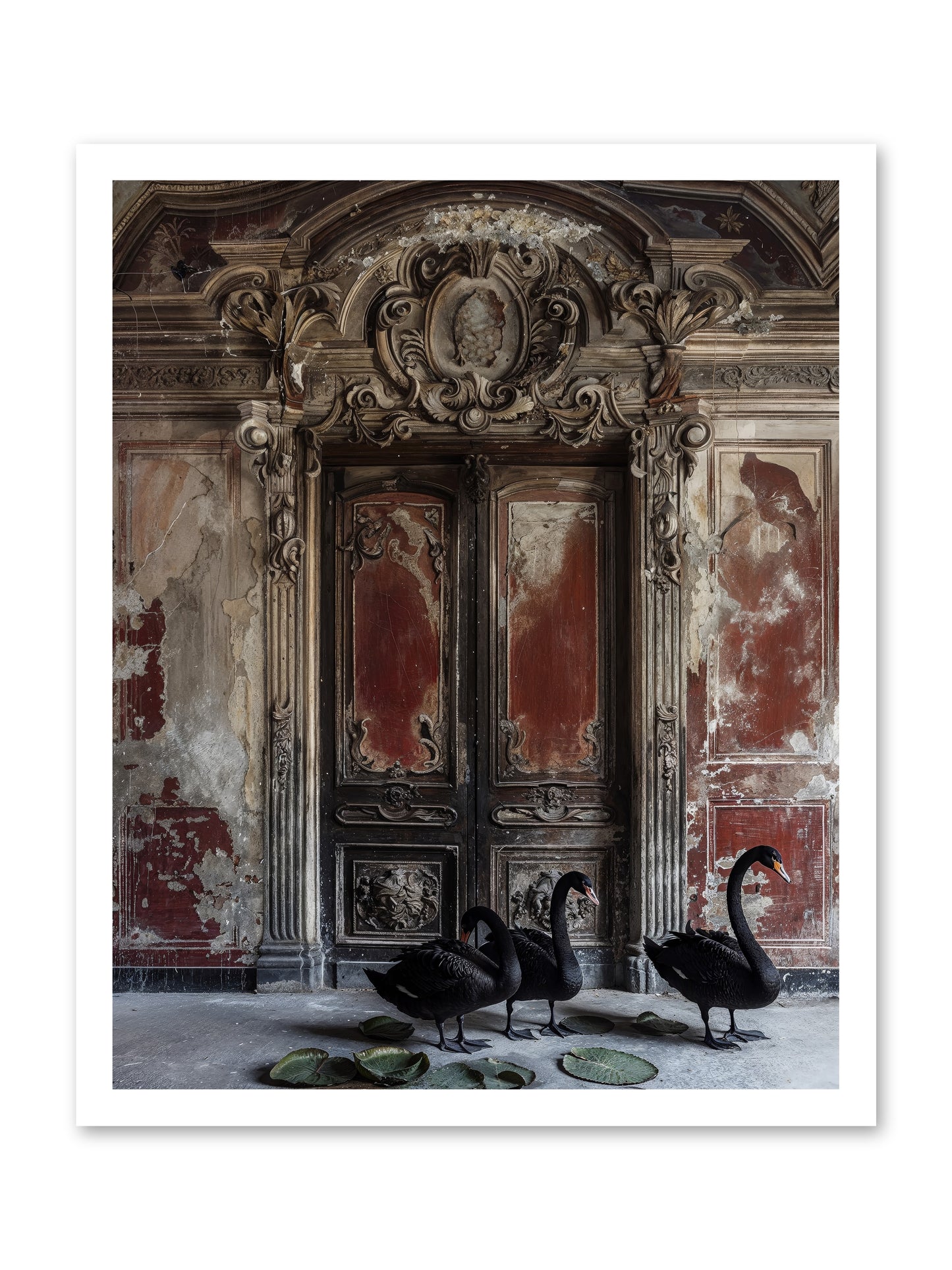 Noir Ballet On Midnight's Lagoon -- Loose Canvas Print 20x25
