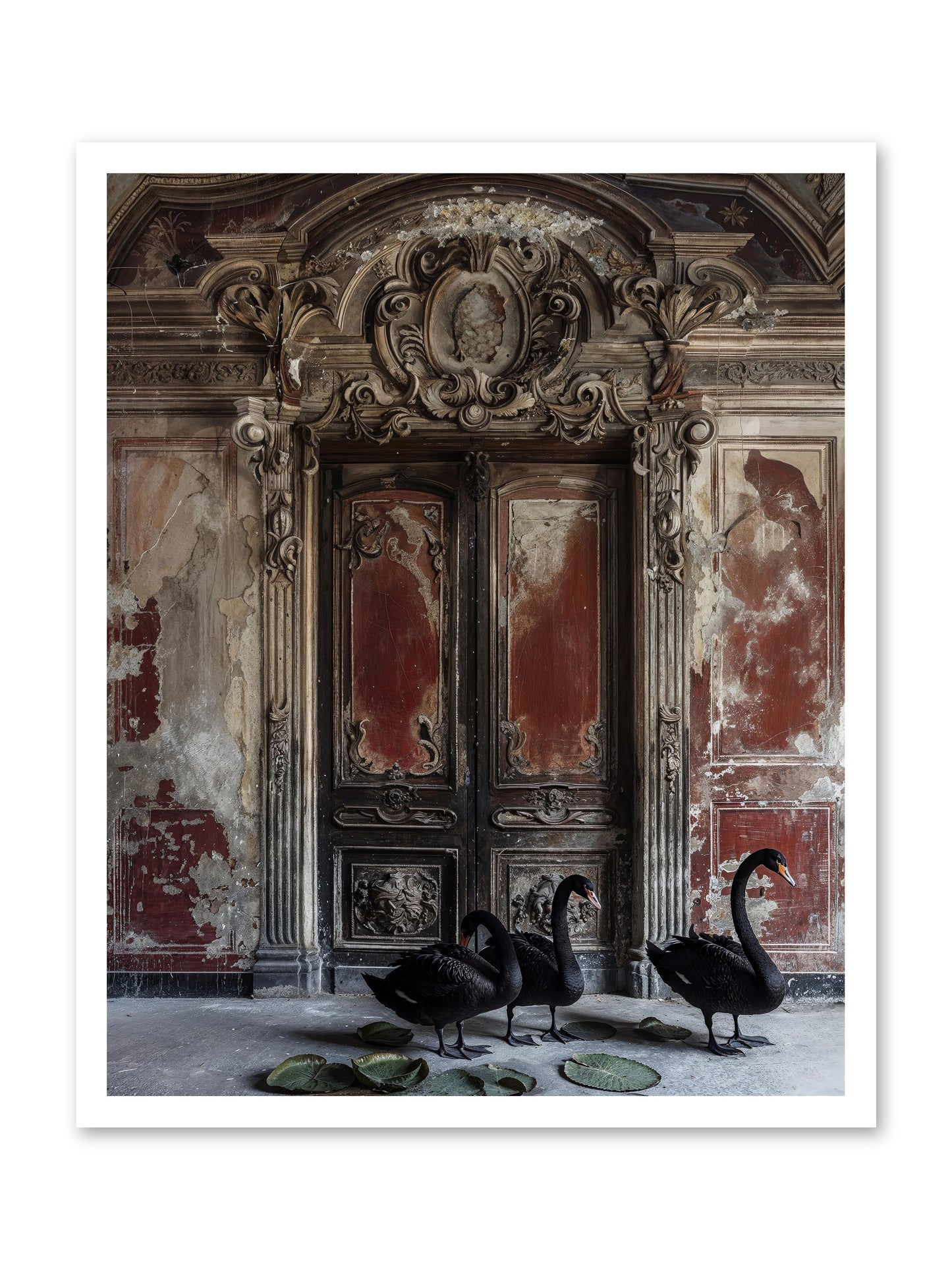 Noir Ballet On Midnight's Lagoon -- Loose Canvas Print 24x30