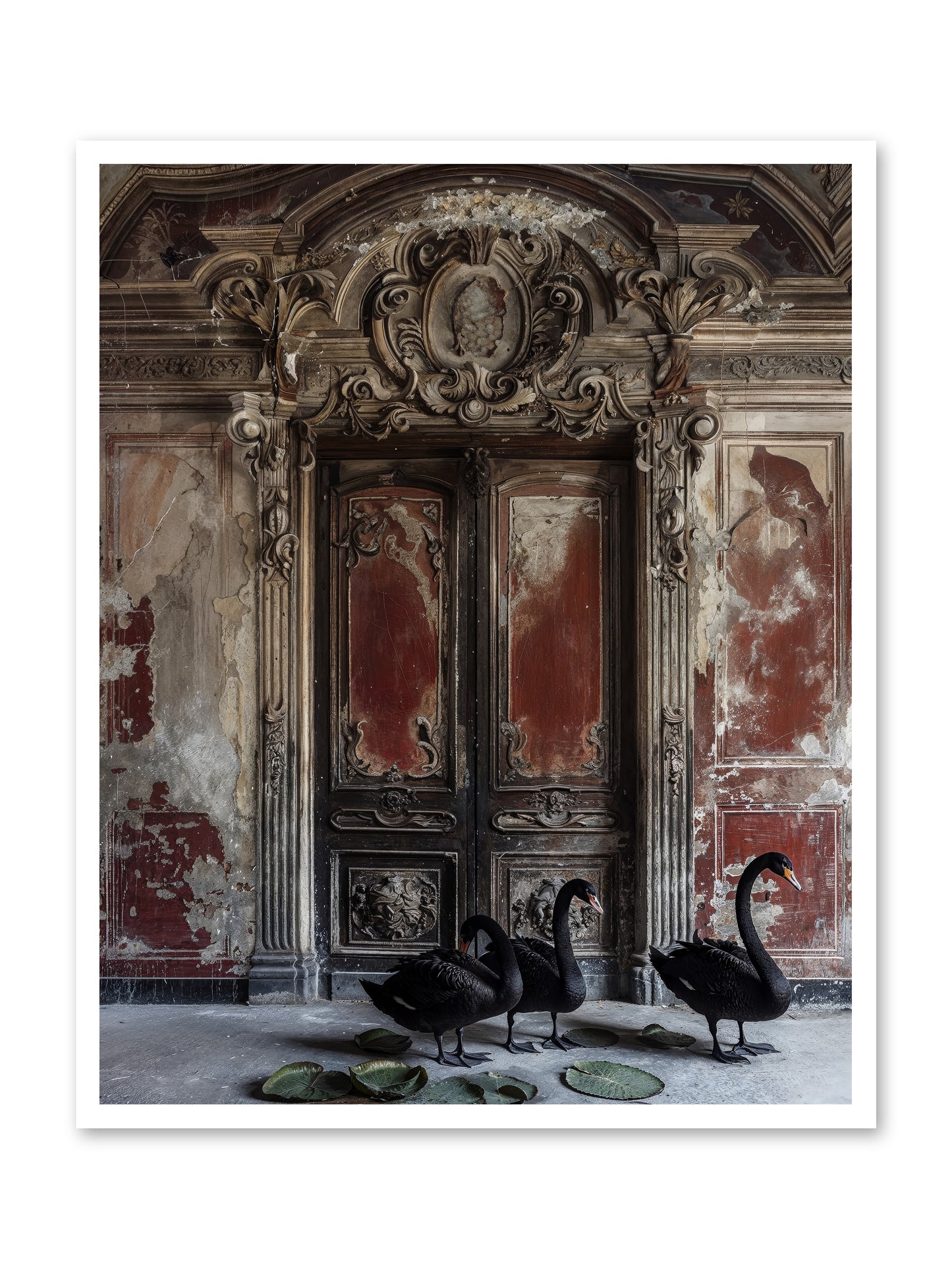 Noir Ballet On Midnight's Lagoon -- Loose Canvas Print 32x40