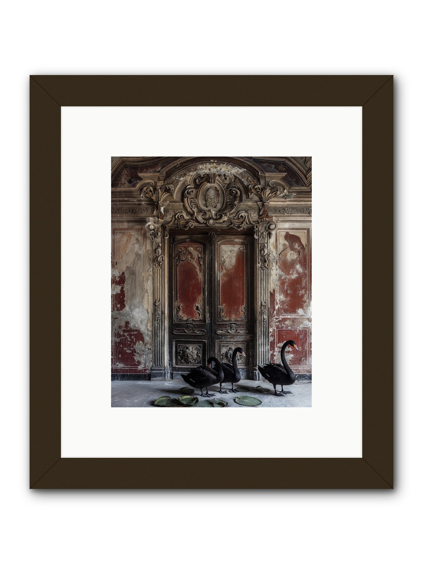 Noir Ballet On Midnight's Lagoon -- Framed Print - Black 8x10