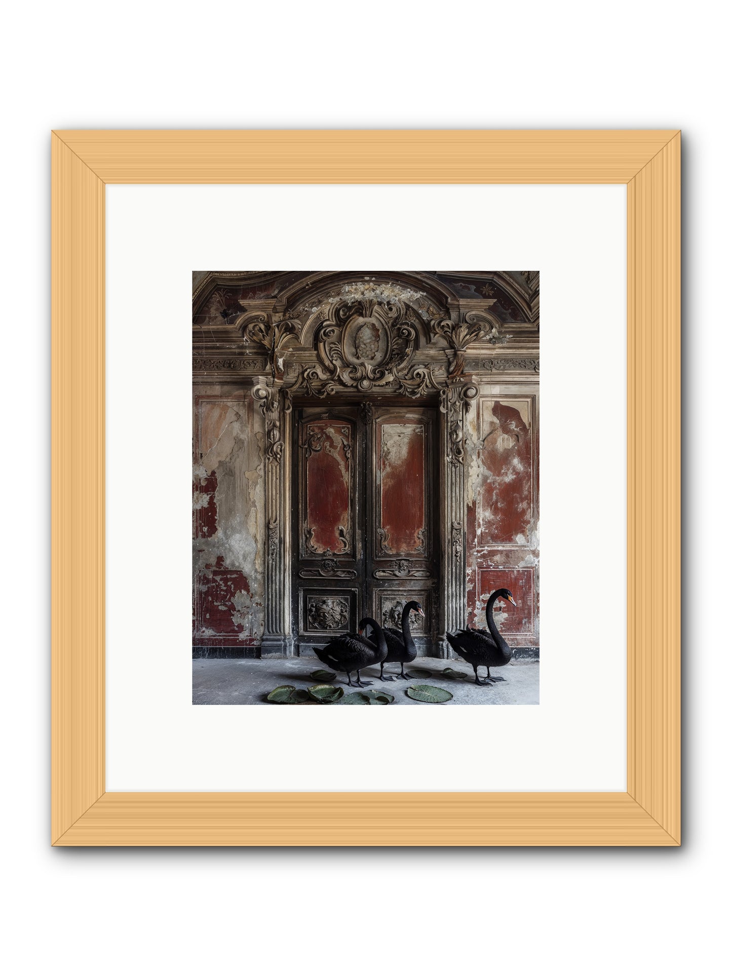 Noir Ballet On Midnight's Lagoon -- Framed Print - Natural 8x10