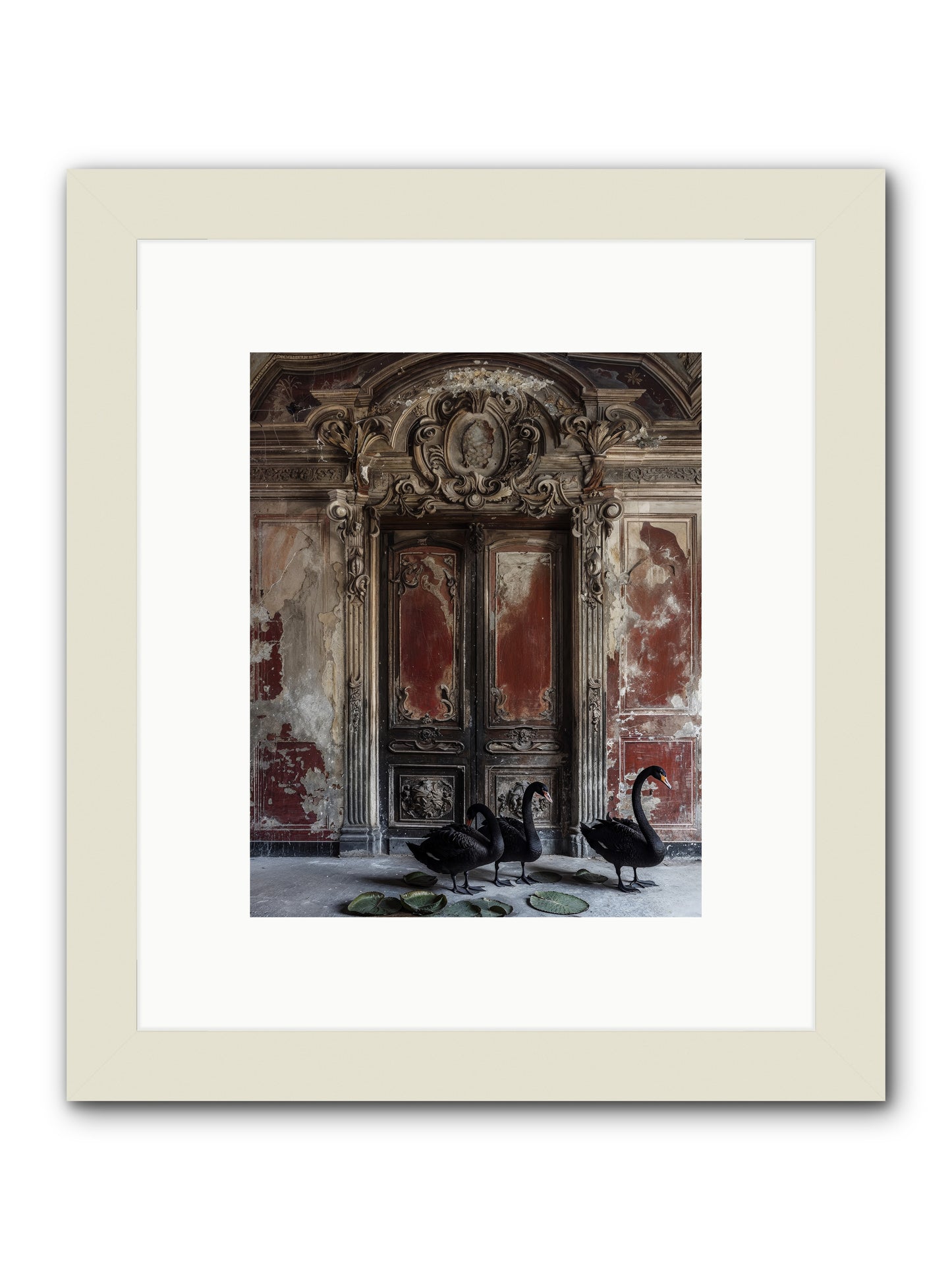 Noir Ballet On Midnight's Lagoon -- Framed Print - White 8x10