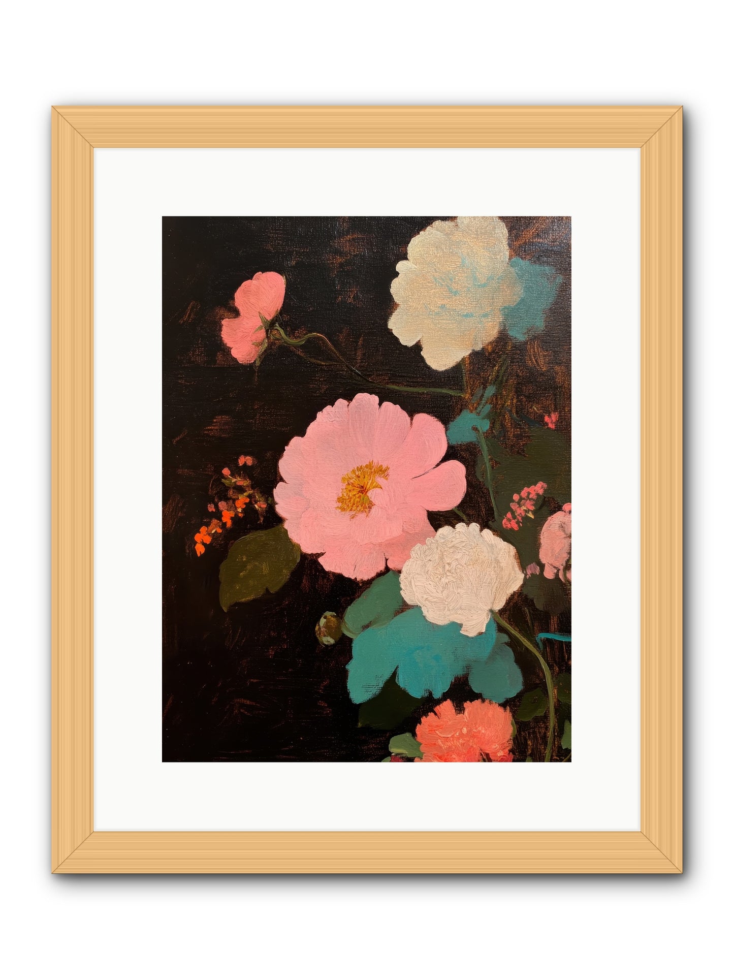 Obsidian garden -- Framed Print - Natural 12x16