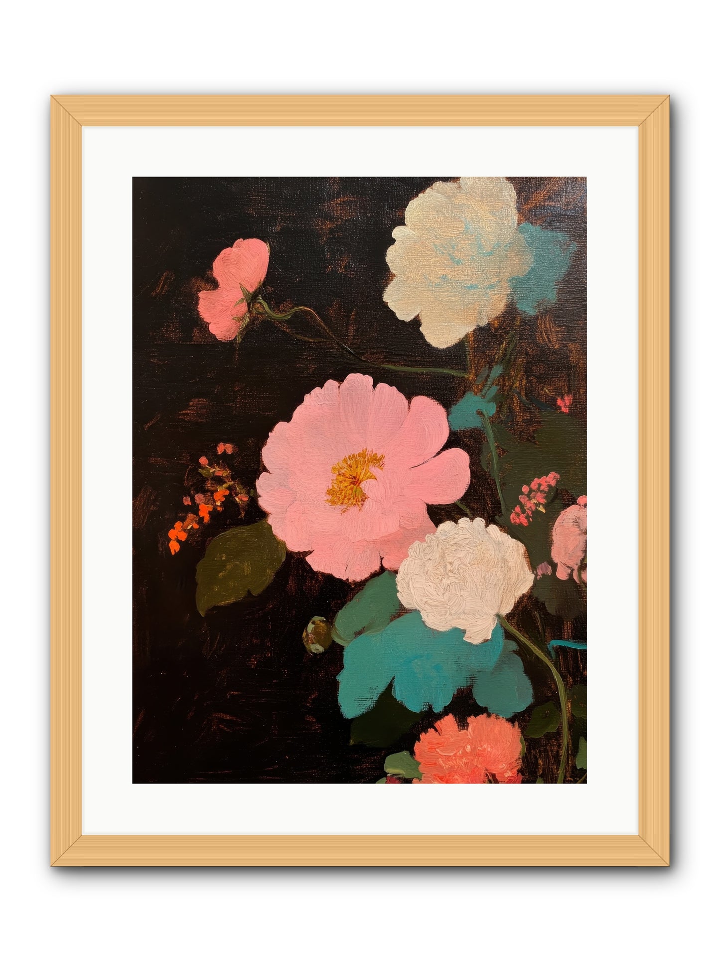 Obsidian garden -- Framed Print - Natural 18x24