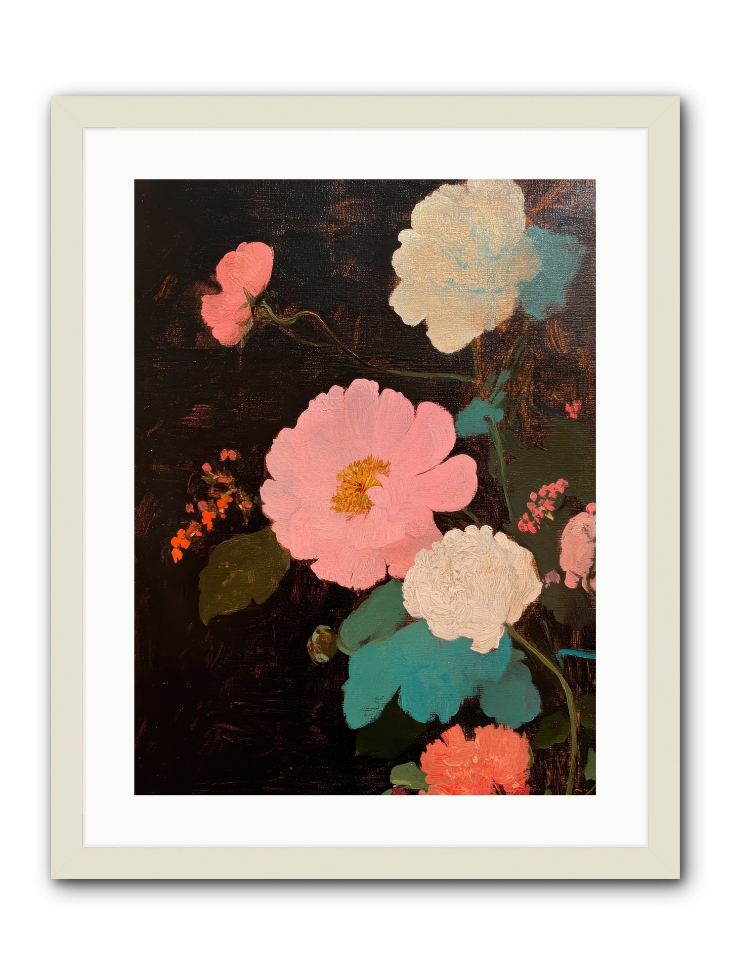 Obsidian garden -- Framed Print - White 18x24