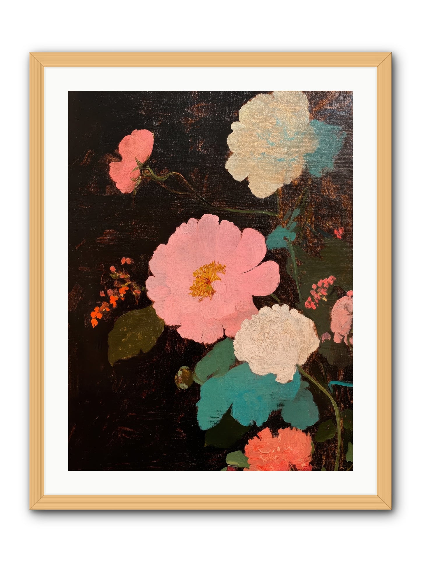 Obsidian garden -- Framed Print - Natural 24x32