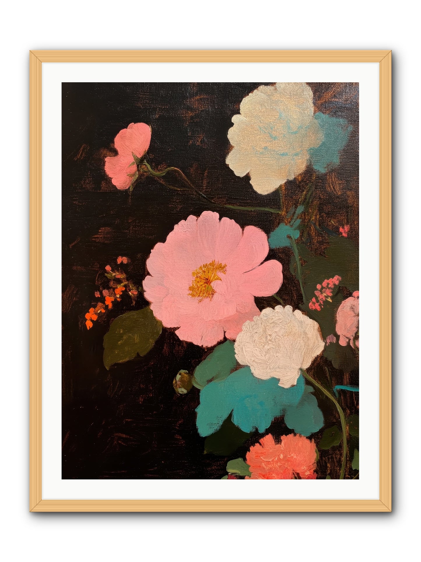 Obsidian garden -- Framed Print - Natural 30x40