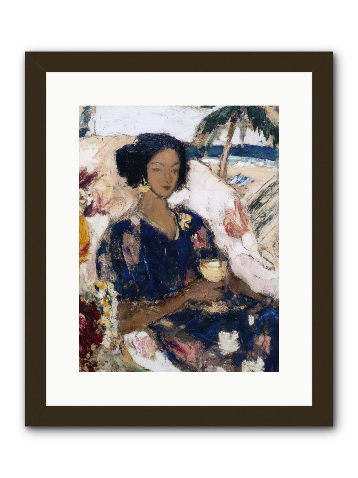 Ocean holds the light -- Framed Print - Black 12x16