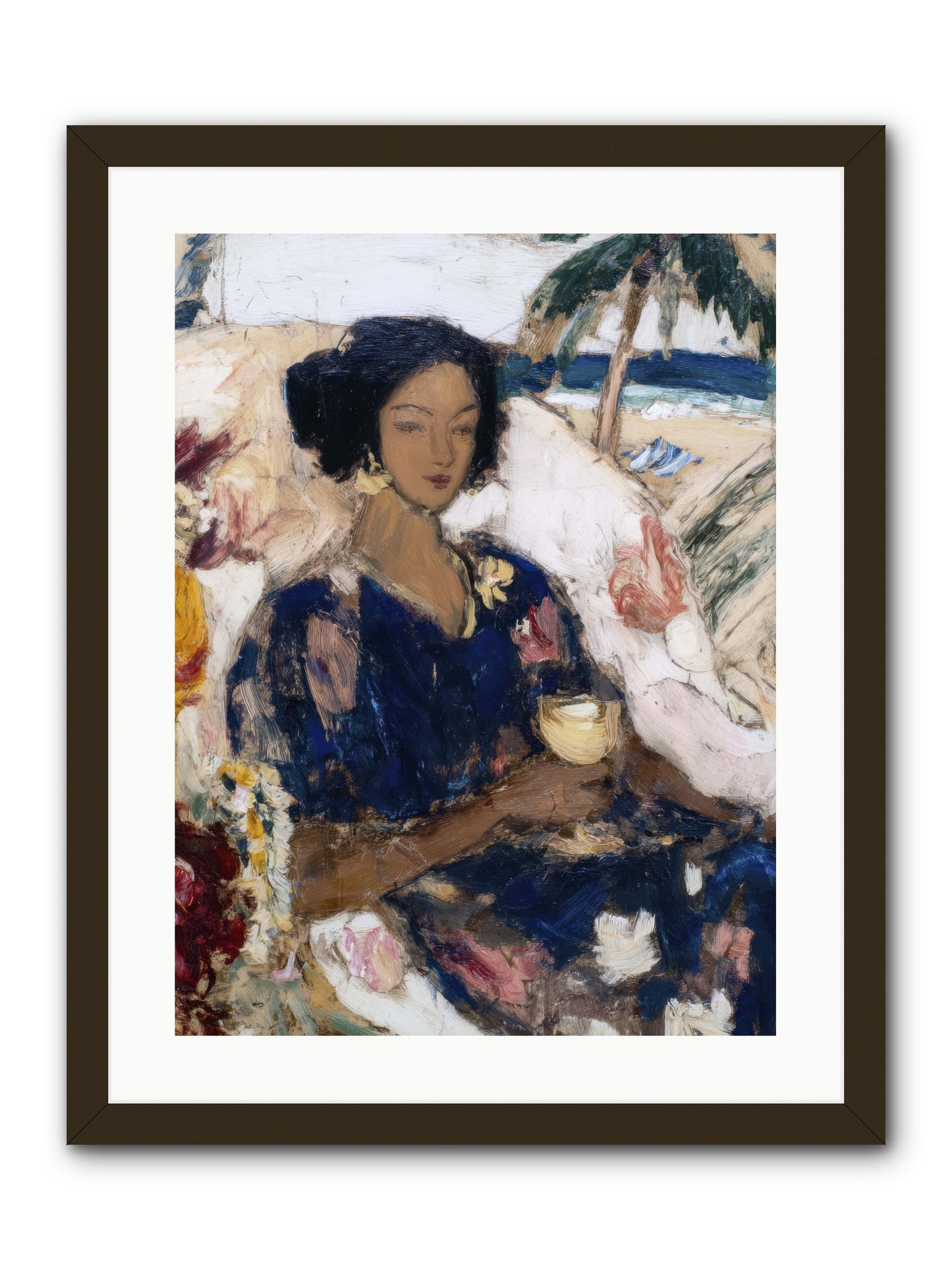 Ocean holds the light -- Framed Print - Black 18x24