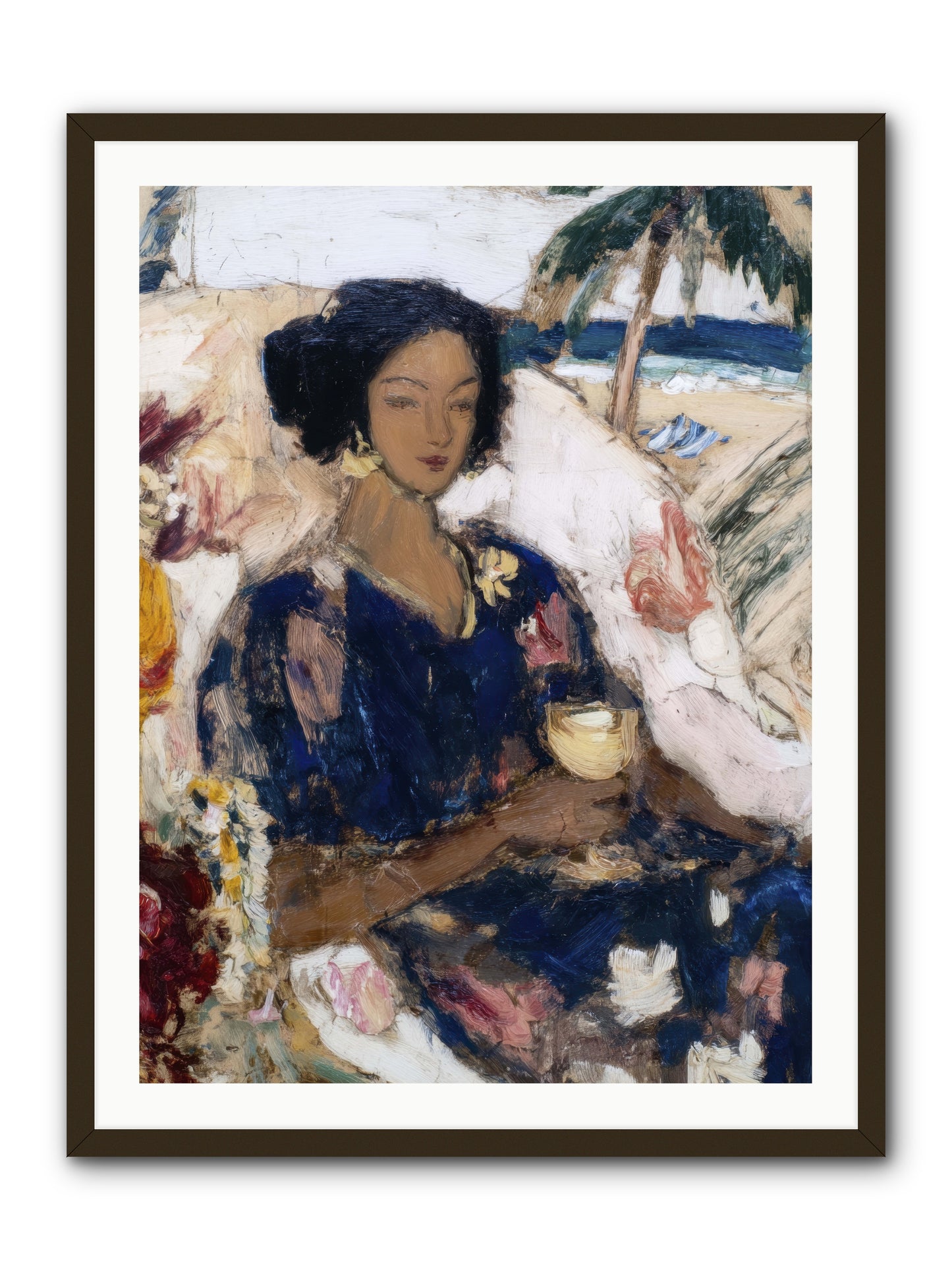 Ocean holds the light -- Framed Print - Black 30x40