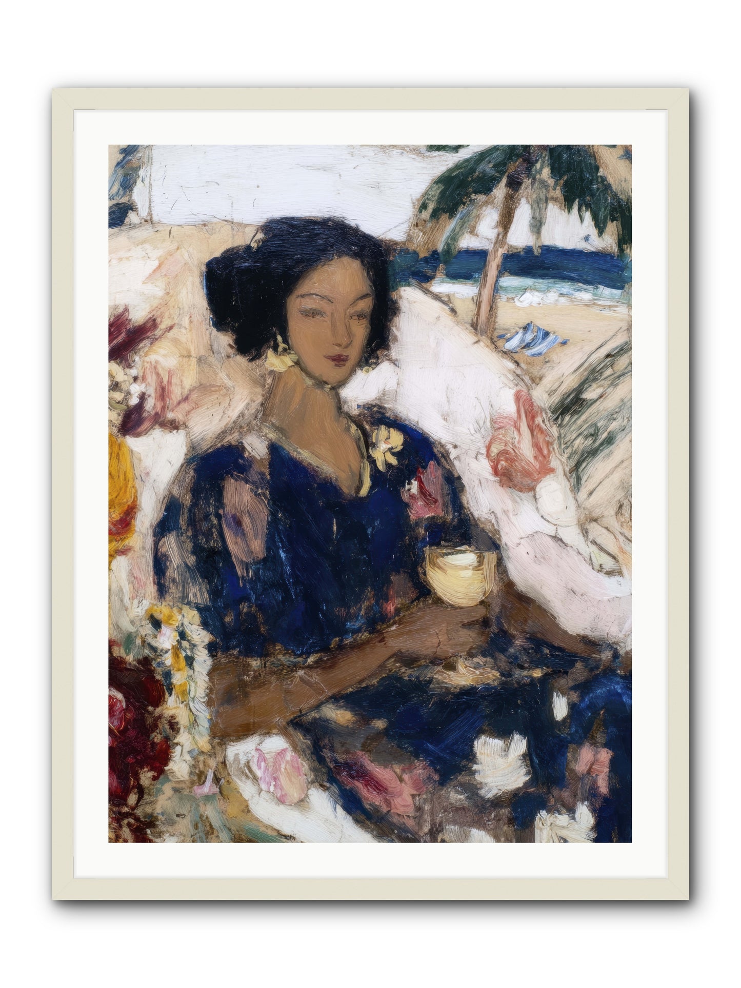 Ocean holds the light -- Framed Print - White 30x40