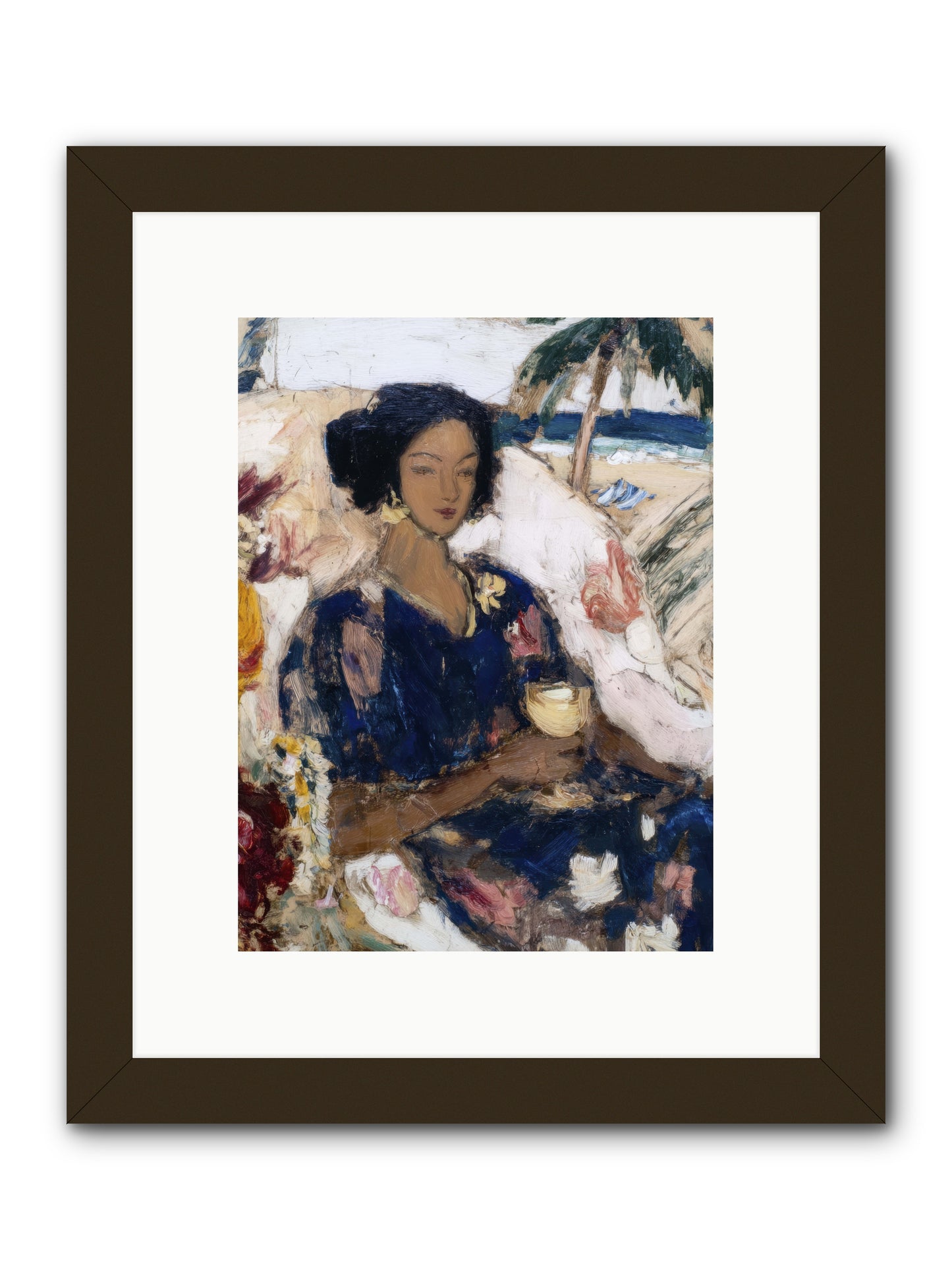 Ocean holds the light -- Framed Print - Black 9x12