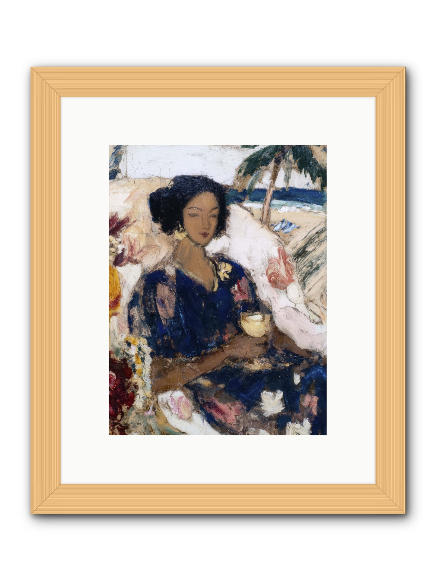 Ocean holds the light -- Framed Print - Natural 9x12
