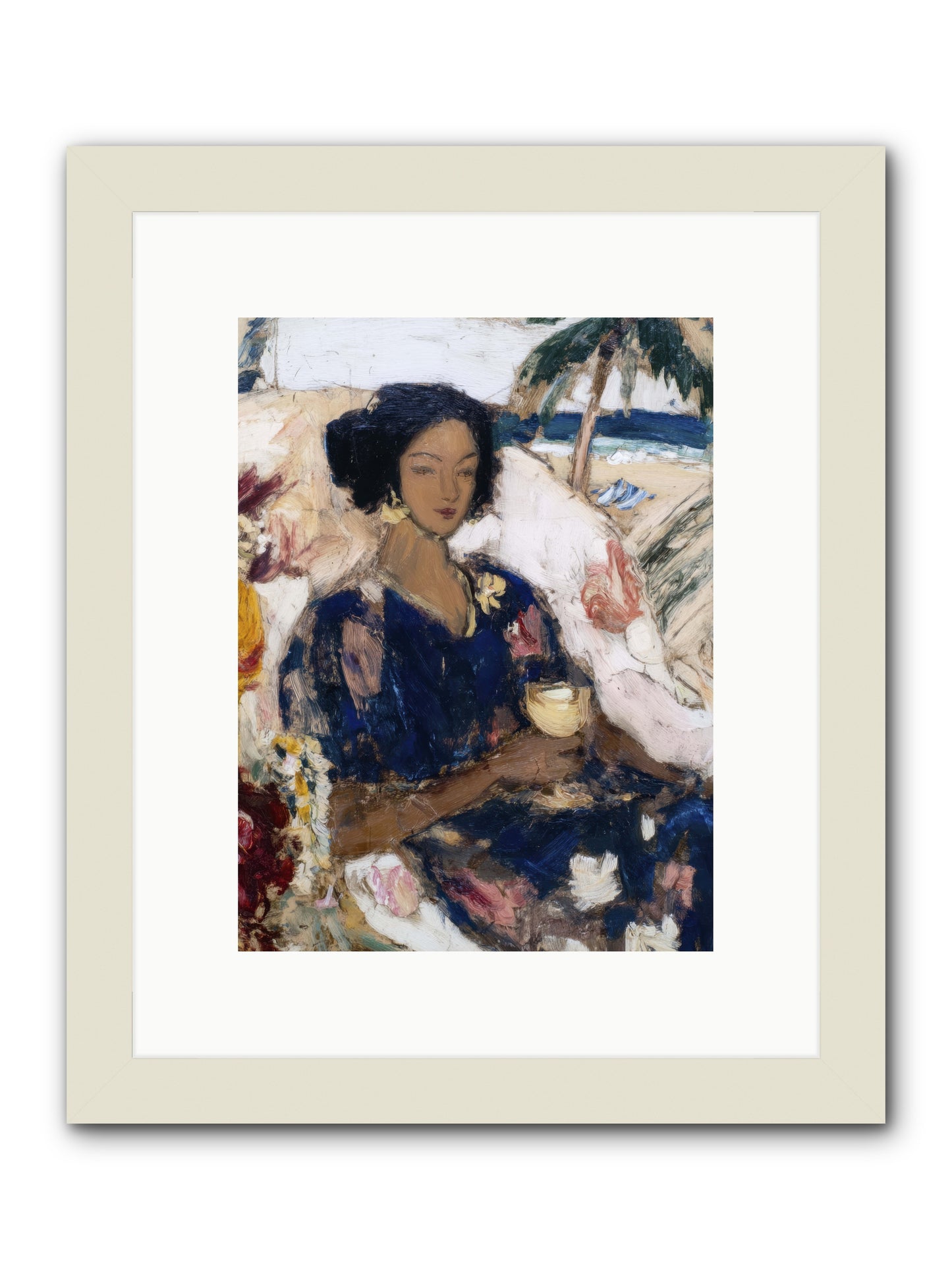 Ocean holds the light -- Framed Print - White 9x12