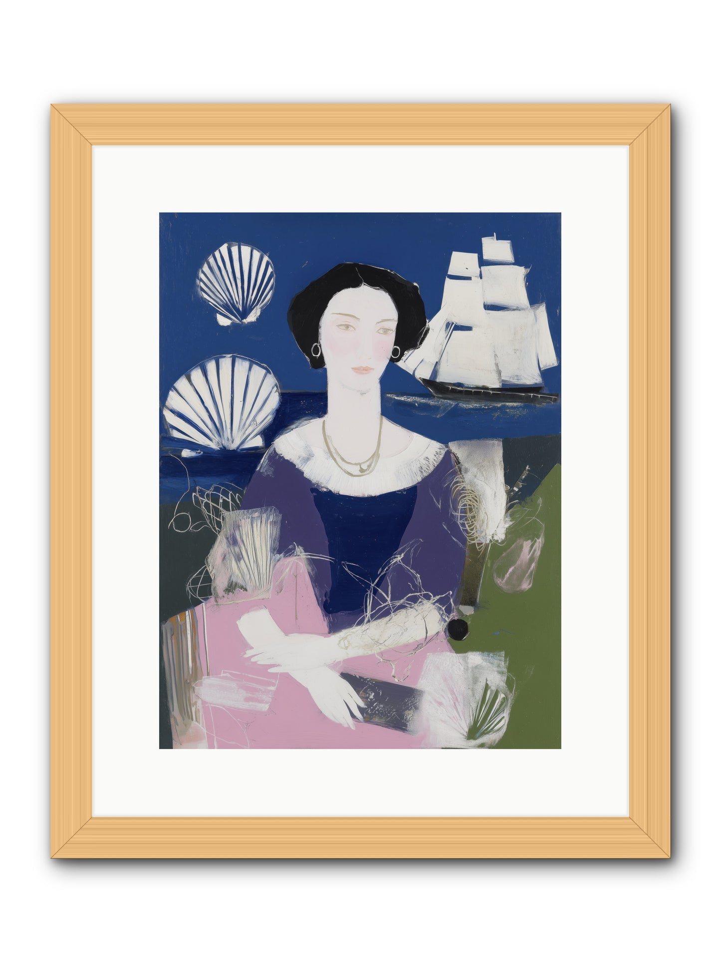 Oceanic Goddess -- Framed Print - Natural 12x16