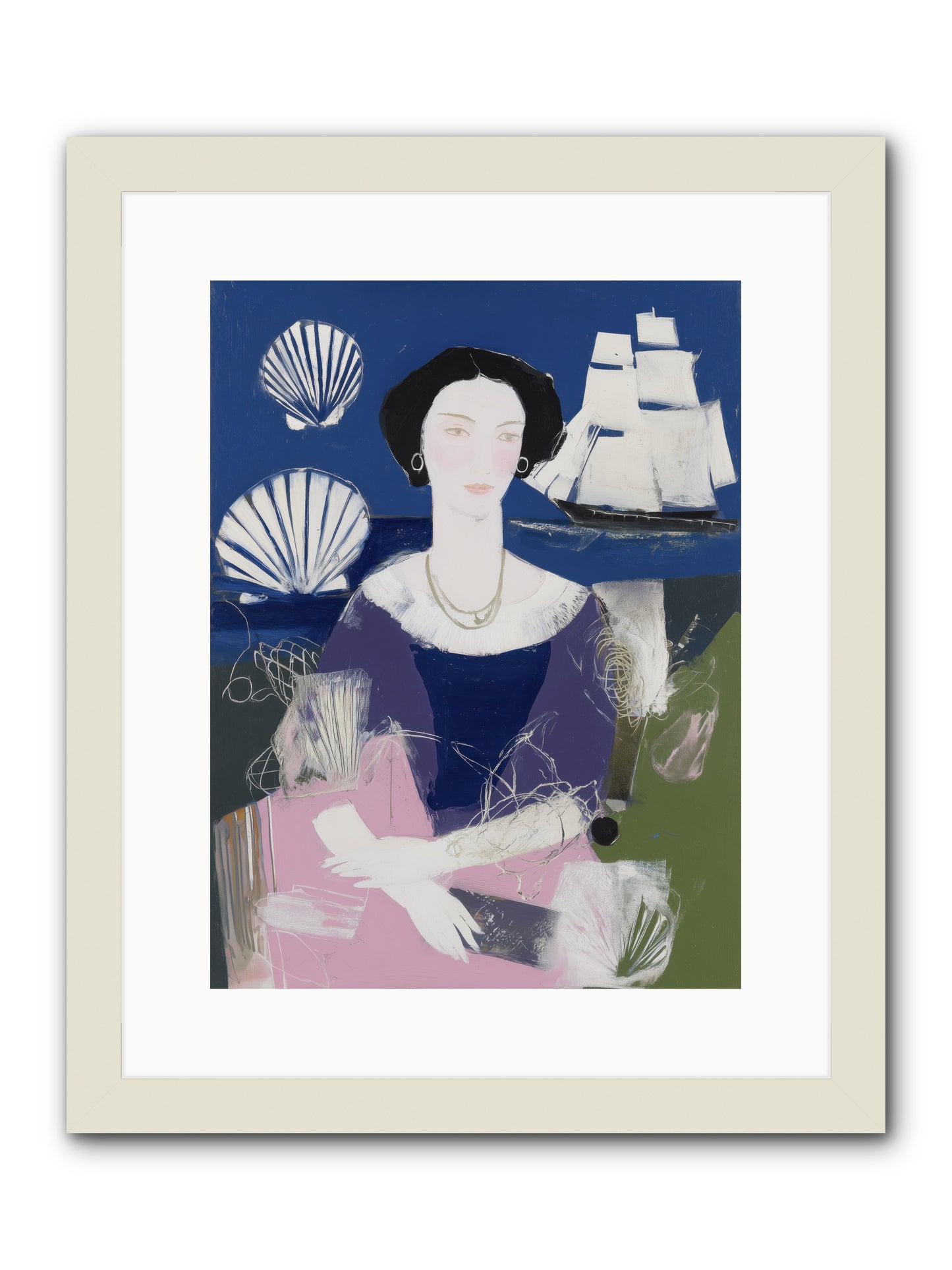 Oceanic Goddess -- Framed Print - White 12x16